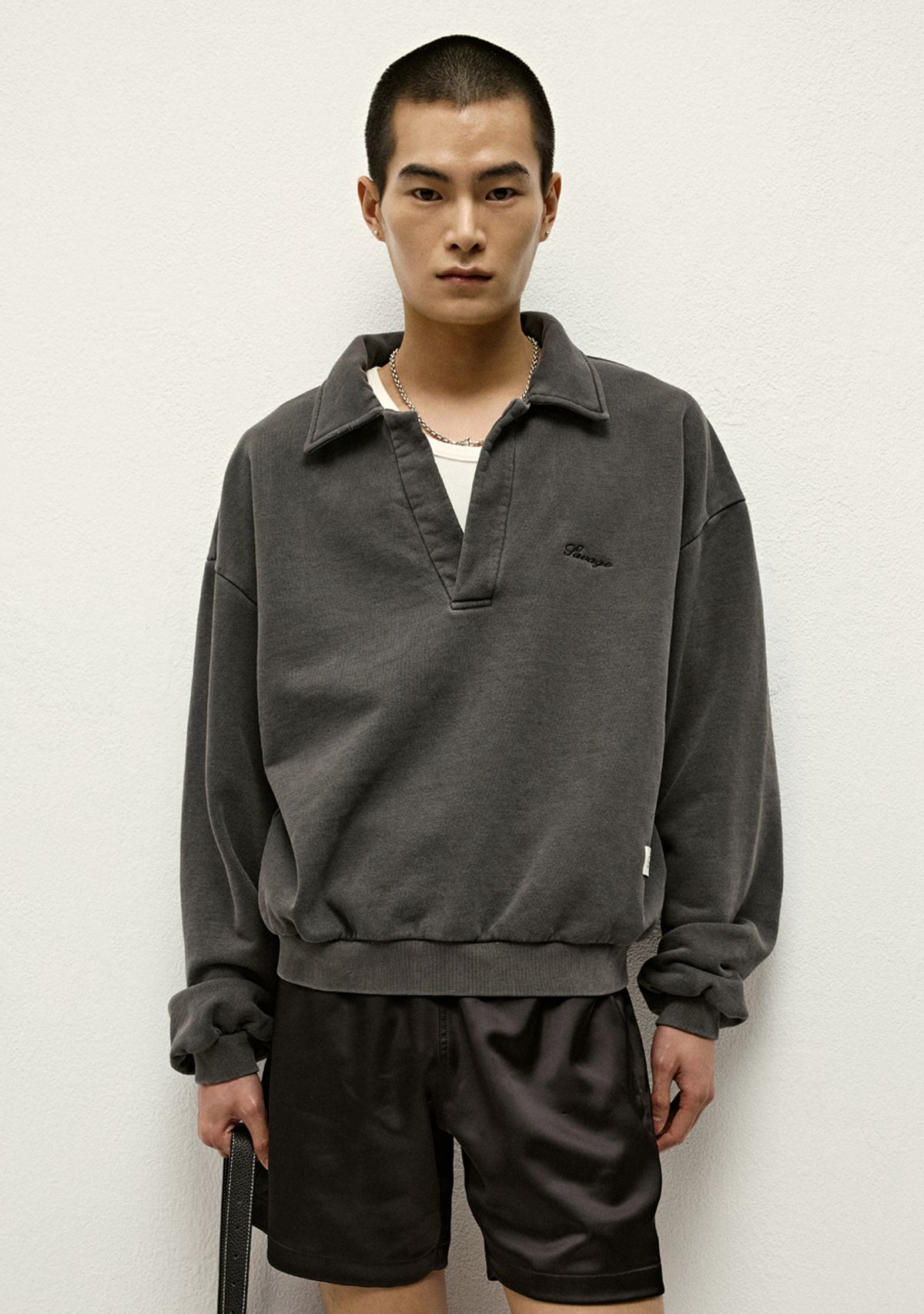 세비지(SAVAGE) Collar Sweatshirt - Pigment Black