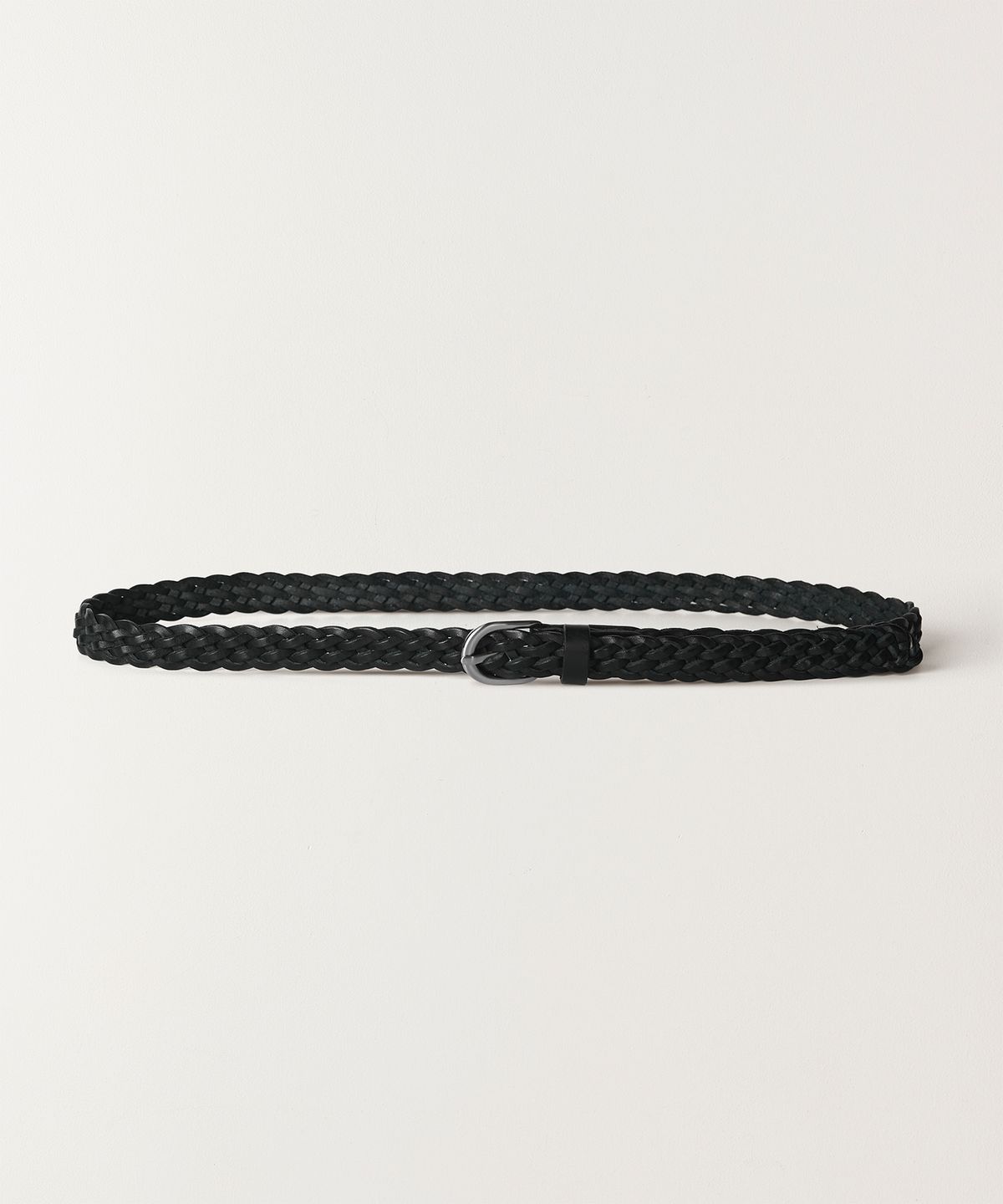 튜드먼트(TTUDEMENT) SLIM WEAVING LEATHER BELT BLACK