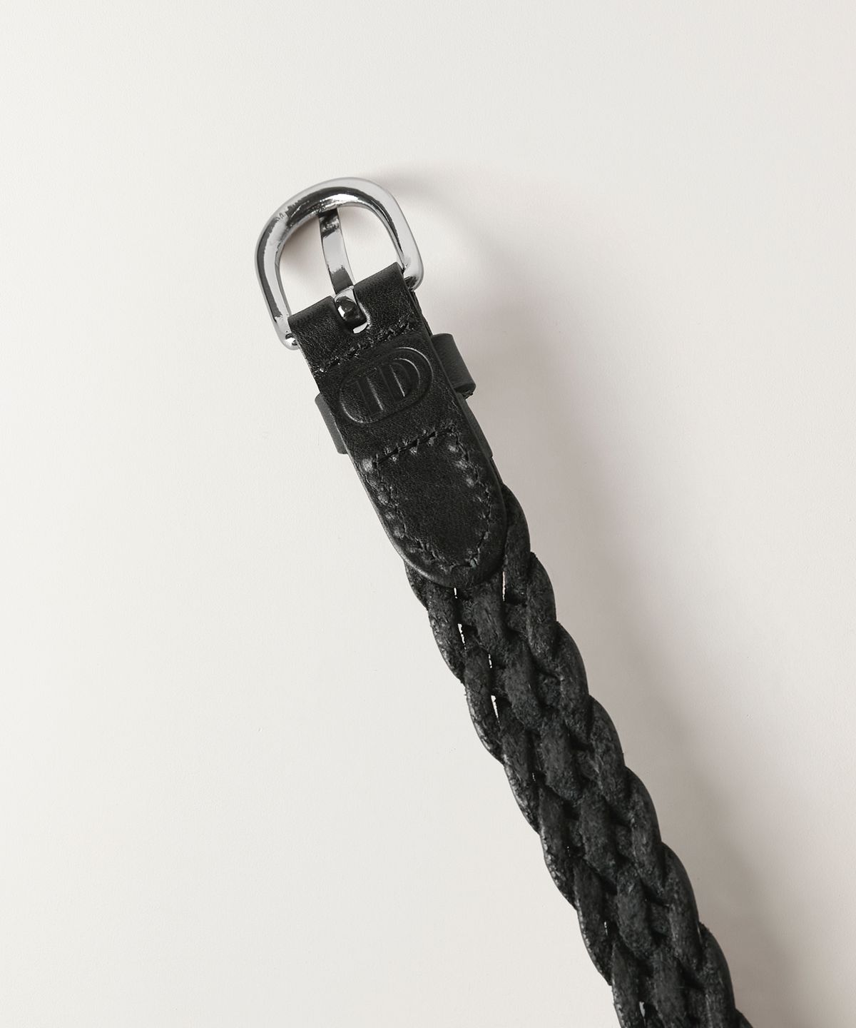 튜드먼트(TTUDEMENT) SLIM WEAVING LEATHER BELT BLACK