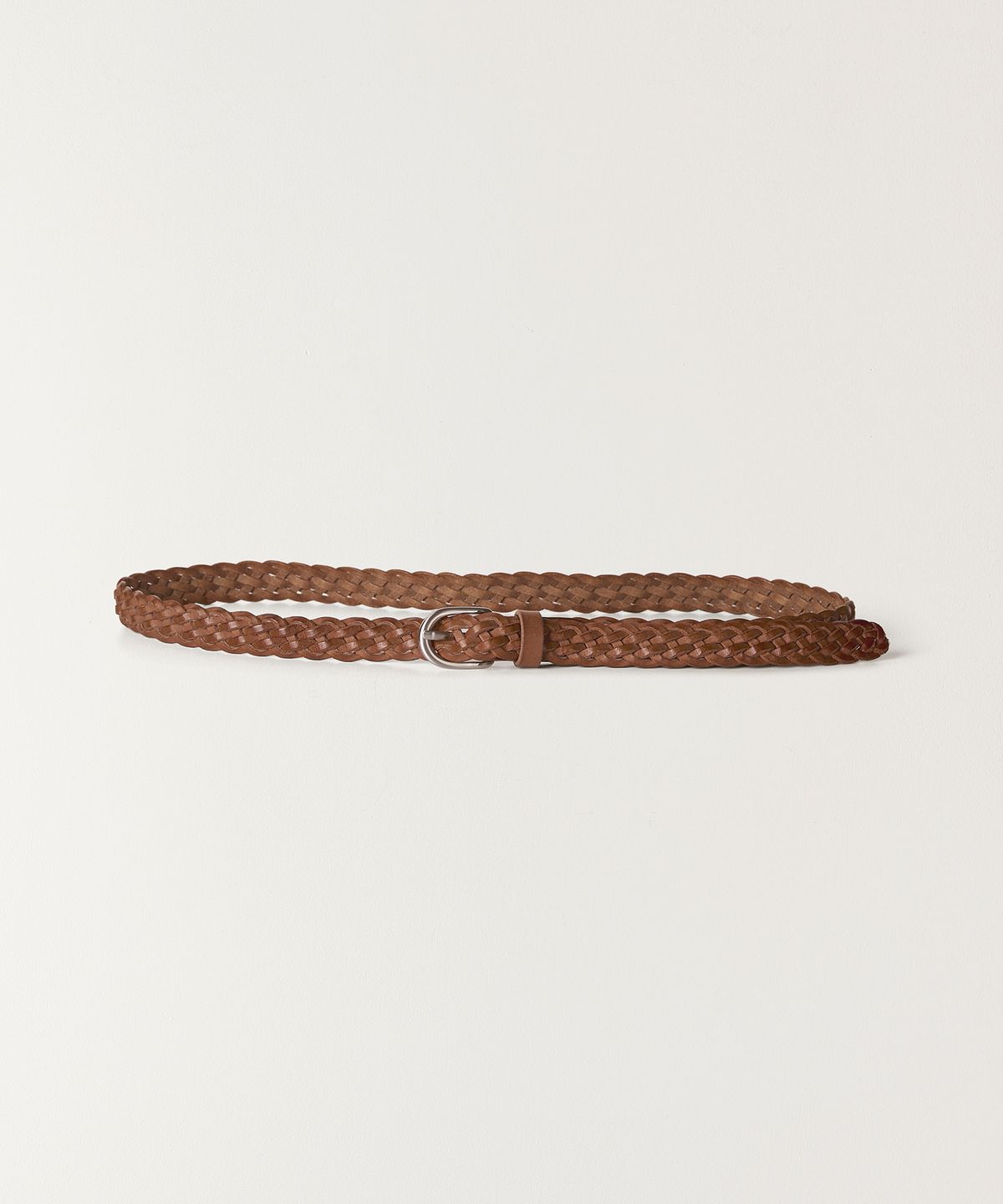 튜드먼트(TTUDEMENT) SLIM WEAVING LEATHER BELT BROWN
