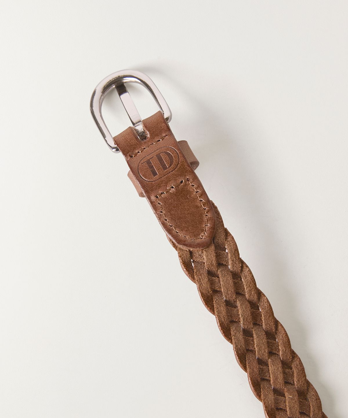 튜드먼트(TTUDEMENT) SLIM WEAVING LEATHER BELT BROWN