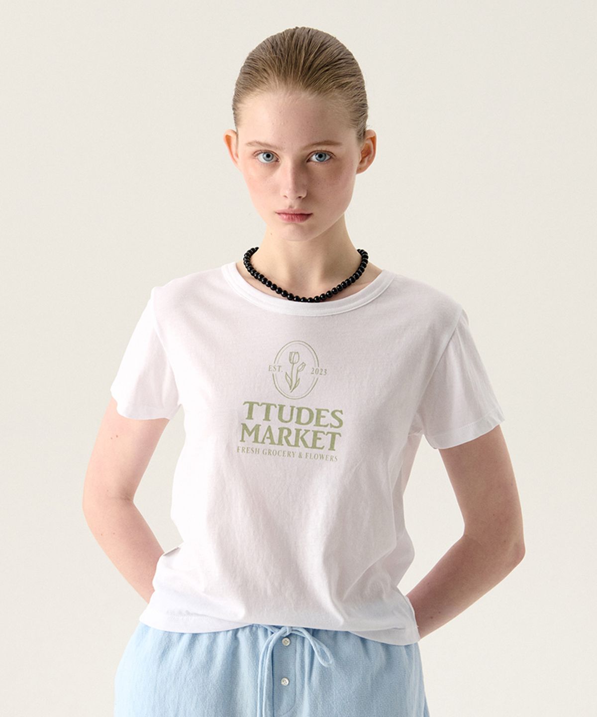 튜드먼트(TTUDEMENT) TTUDEMENT MARKET TEE WHITE