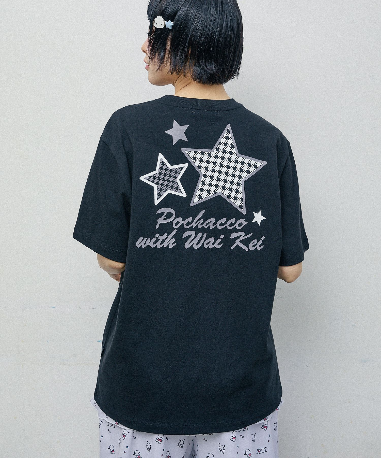 ★WAIKEI★ Pochaco with star short sleeve t-shirt black YKBE MUSINSA | WAI KEI Pochaco with star short sleeve t-shirt black