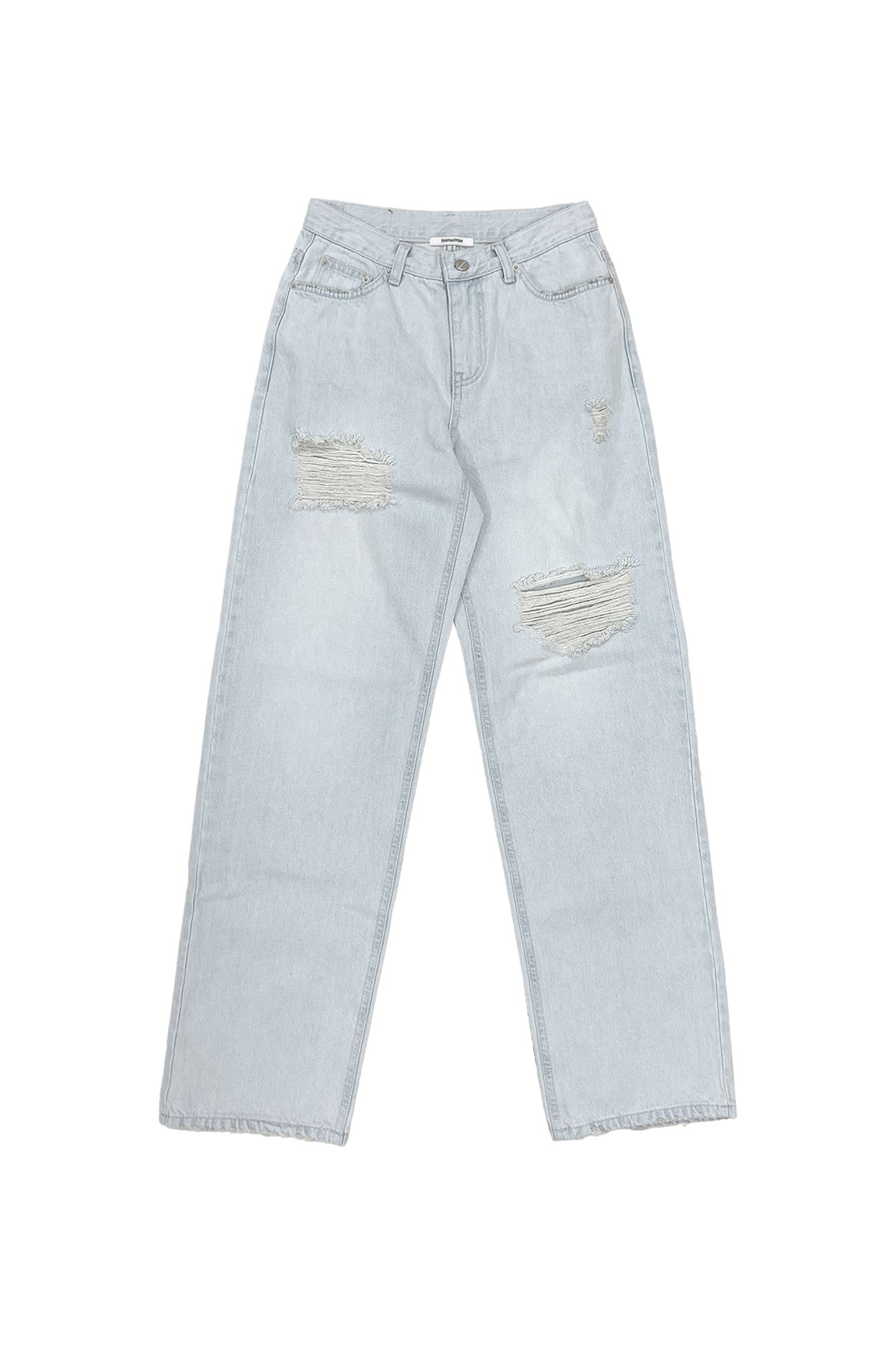 ◆TOOMUCHTAX◆ Low rise loose fit damage jeans ice blue MUSINSA | TOOMUCHTAX Low rise loose fit damage jeans ice blue