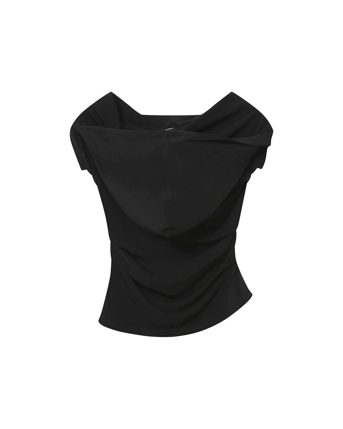 미세키서울(MISEKI SEOUL) Draped mod hoodie top BLACK