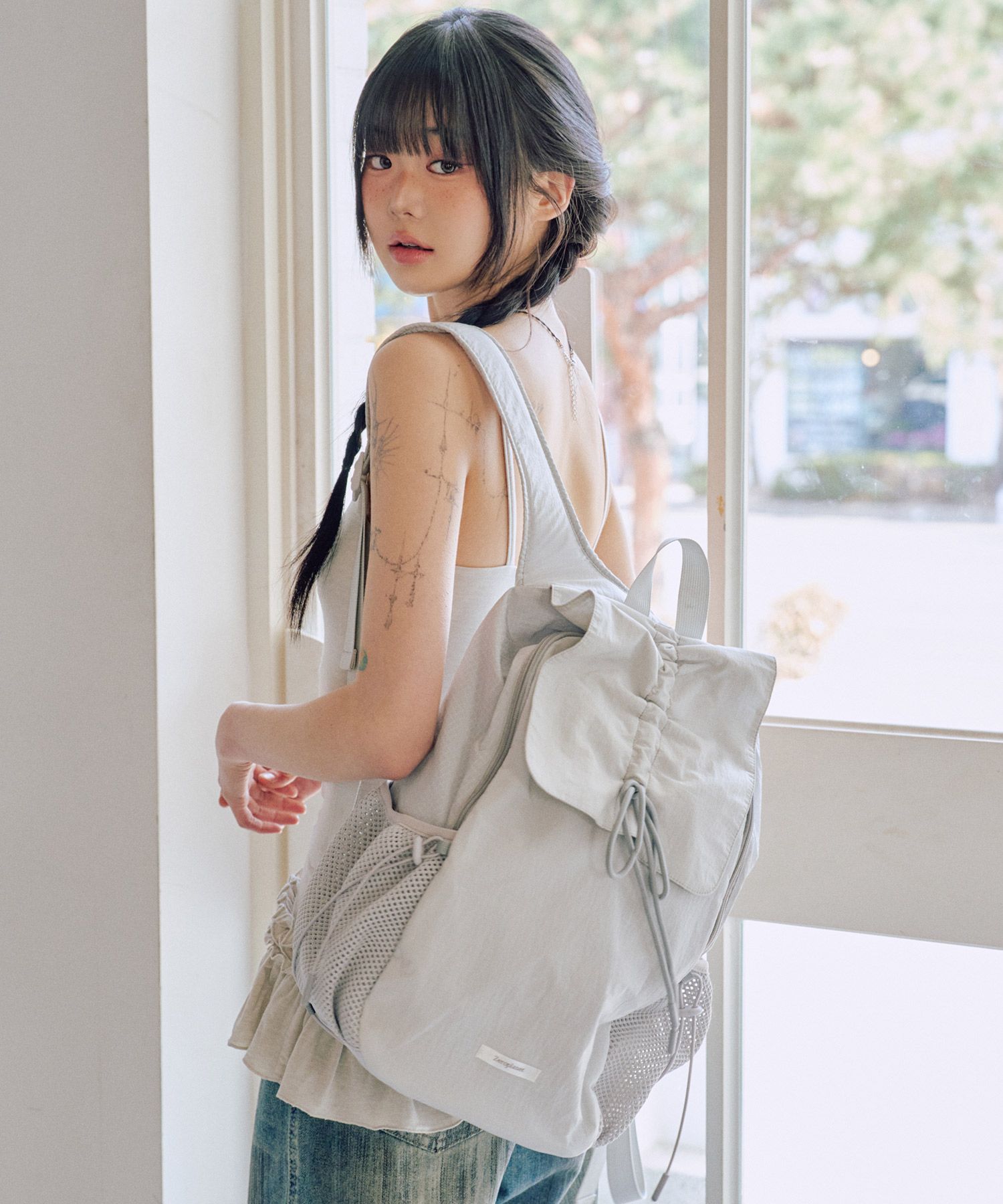 ★ZEROPLANET★ Nylon Shirring Ribbon Backpack 2color MUSINSA | ZEROPLANET Nylon Shirring Ribbon Backpack [PINK]