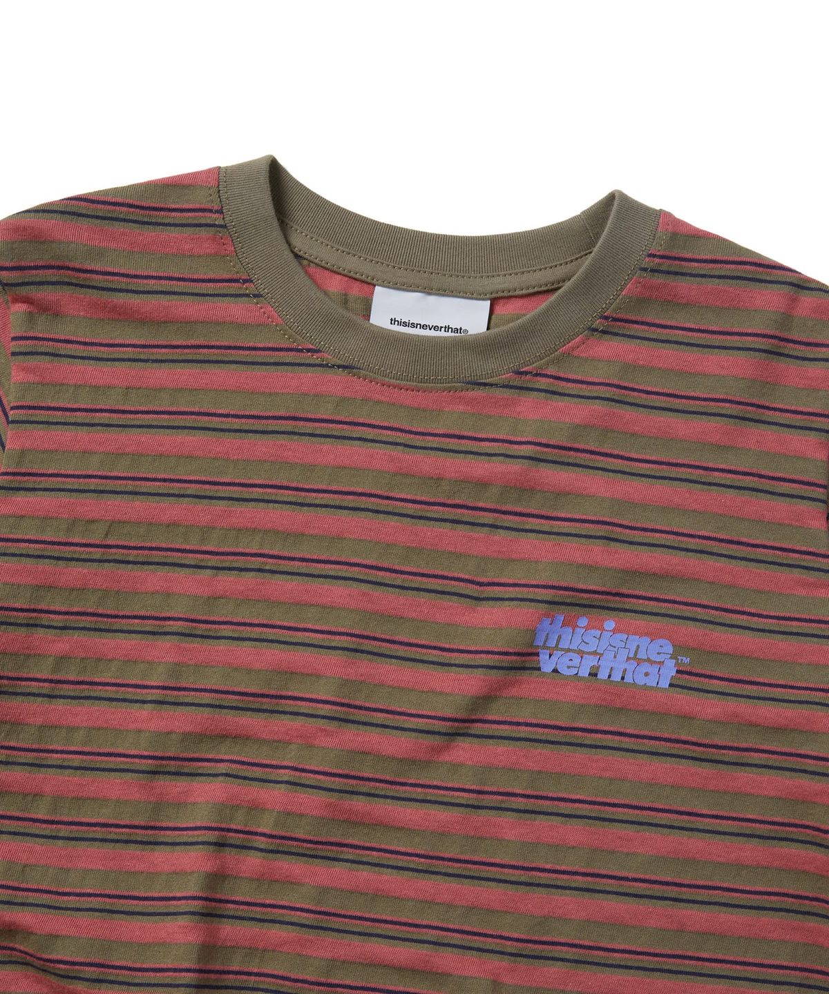 디스이즈네버댓(THISISNEVERTHAT) Striped W Tee Khaki