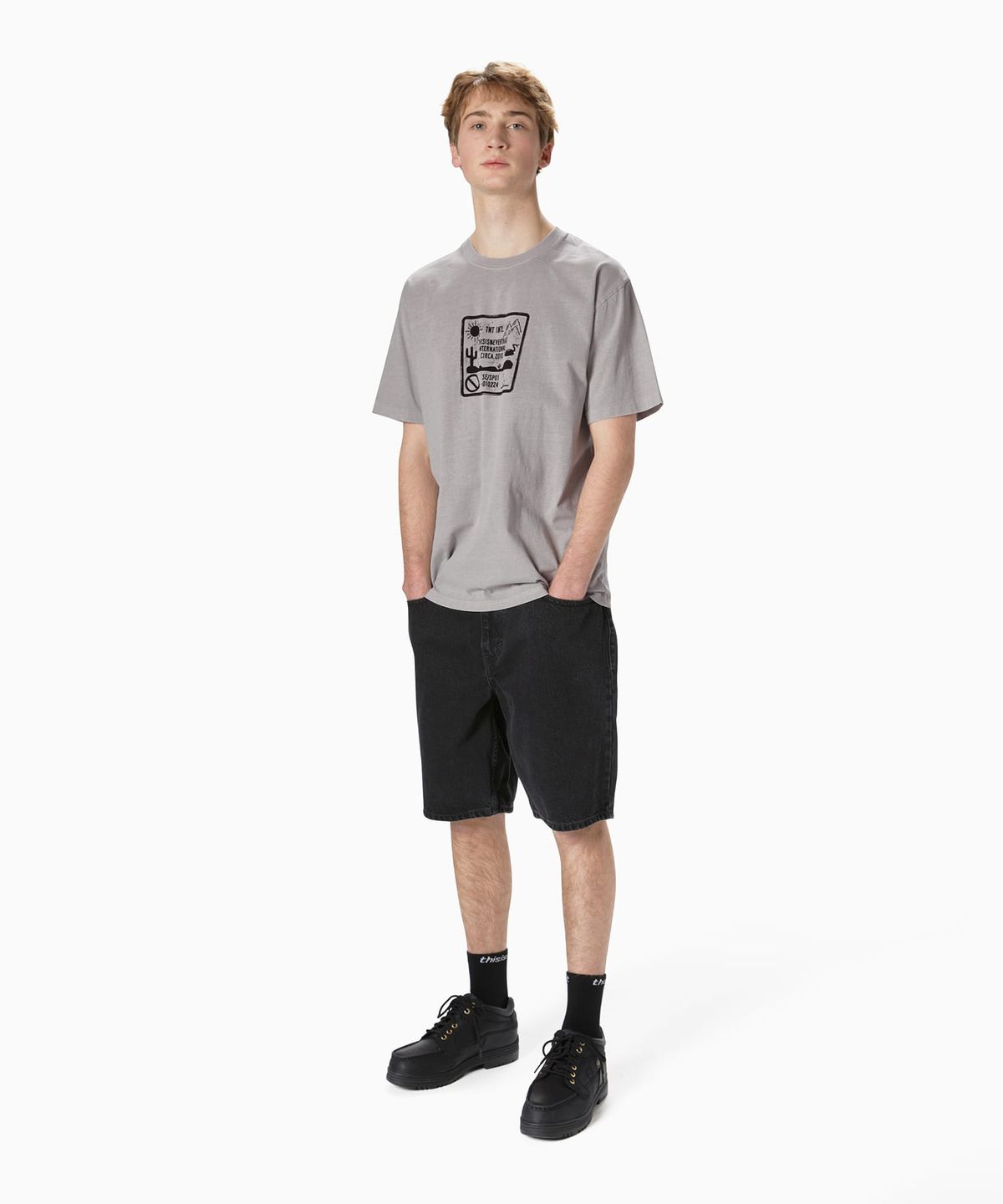 디스이즈네버댓(THISISNEVERTHAT) Caution Sign Tee Grey