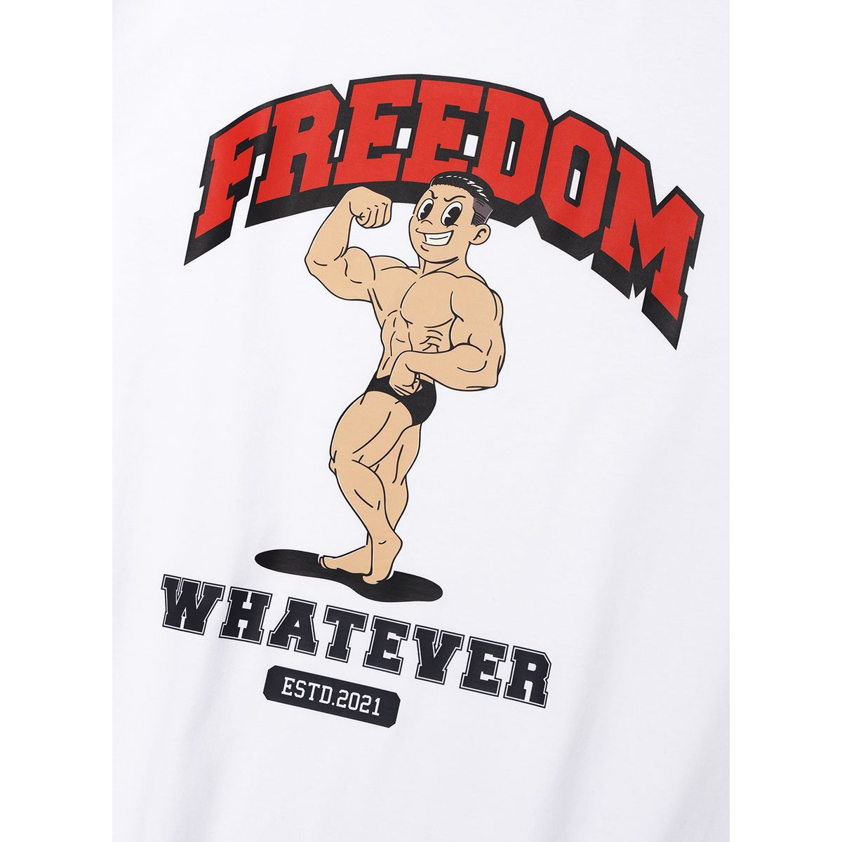 프리덤(FREEDOM) 사이드 체스트 맨 프린팅 티셔츠 (화이트)