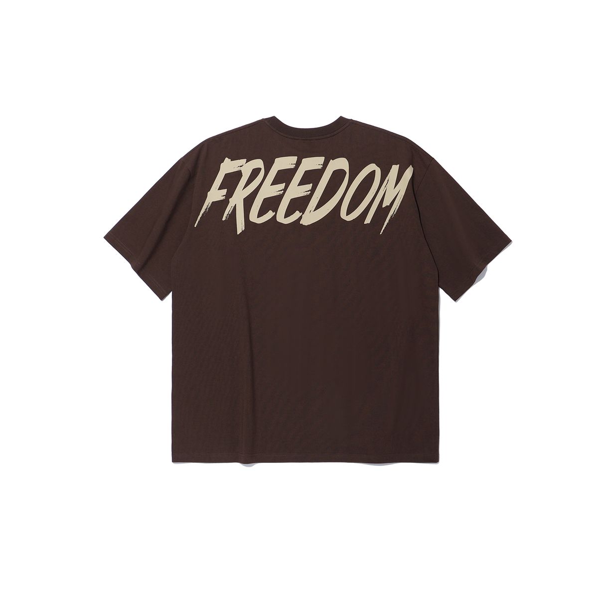 프리덤(FREEDOM) 오버핏 백 프린팅 티셔츠 (브라운/베이지)