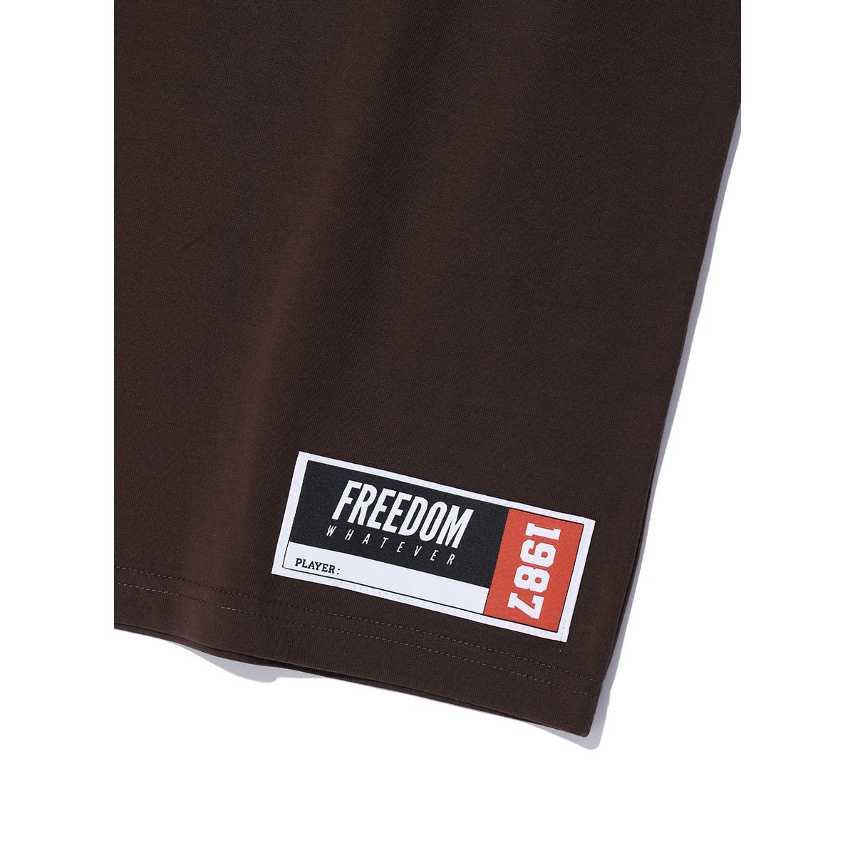프리덤(FREEDOM) 오버핏 백 프린팅 티셔츠 (브라운/베이지)