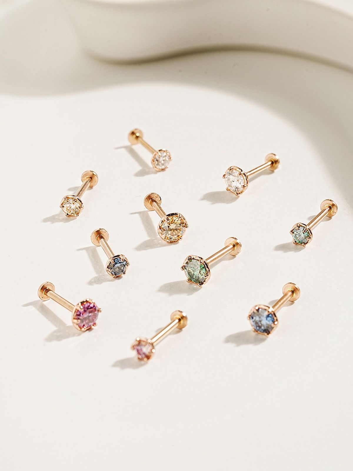 미니멀피어싱(MINIMALPIERCING) 14K 인터널 모이사나이트 다이아 임페리얼 라블렛 피어싱