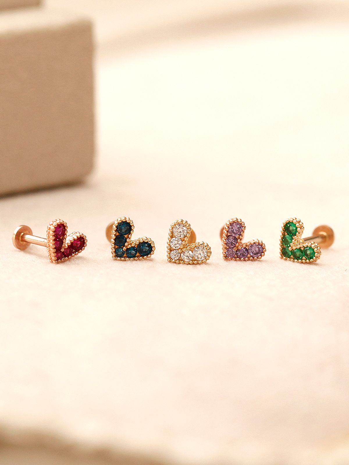 미니멀피어싱(MINIMALPIERCING) 14K 인터널 블링 러블리 하트 라블렛 피어싱