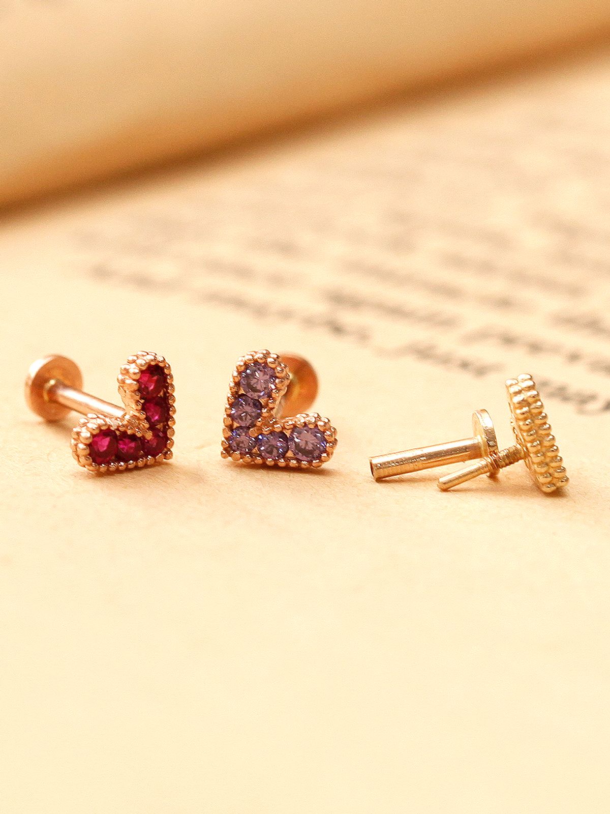 미니멀피어싱(MINIMALPIERCING) 14K 인터널 블링 러블리 하트 라블렛 피어싱