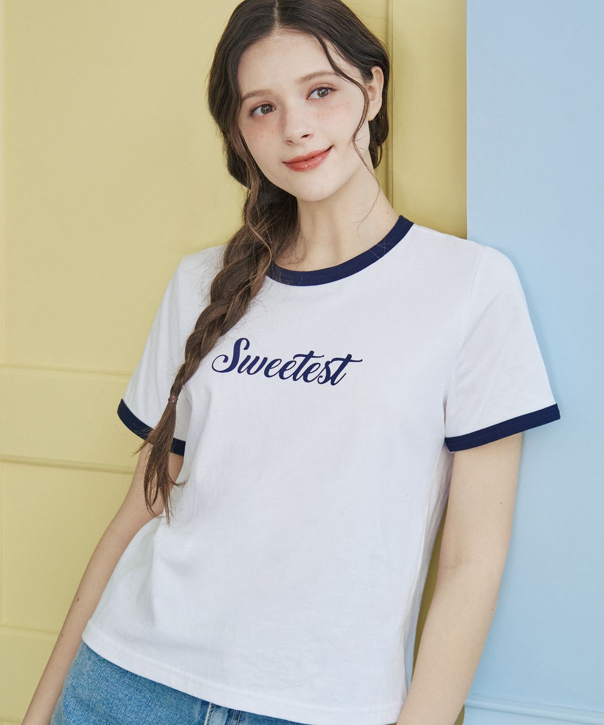 스위트숲(SWEET SOUP) 레터링 링거 티셔츠_O/WHITE(WB4STF1)