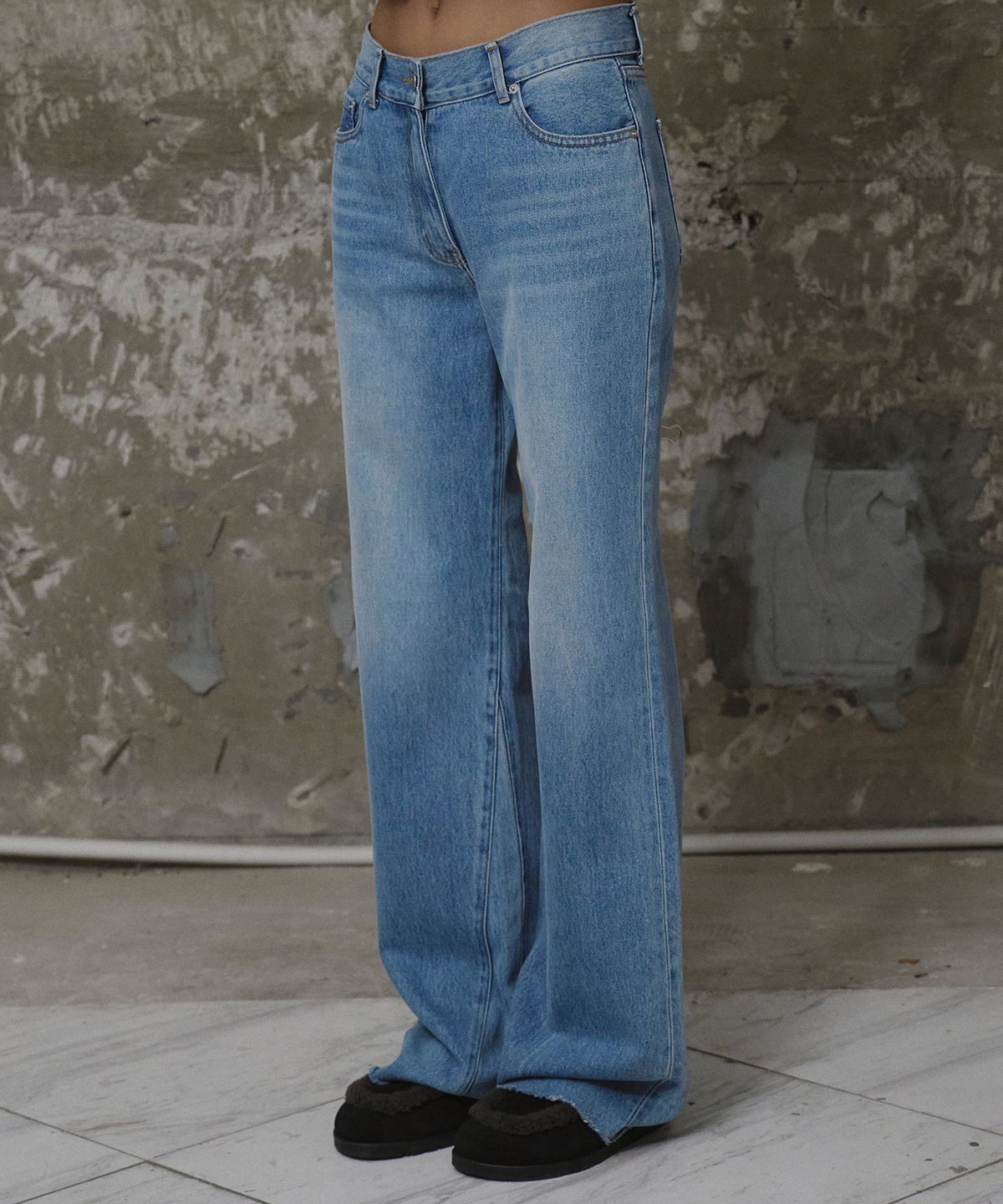 에르에르(ERER) Washed Bootcut Denim Pants Sky Blue