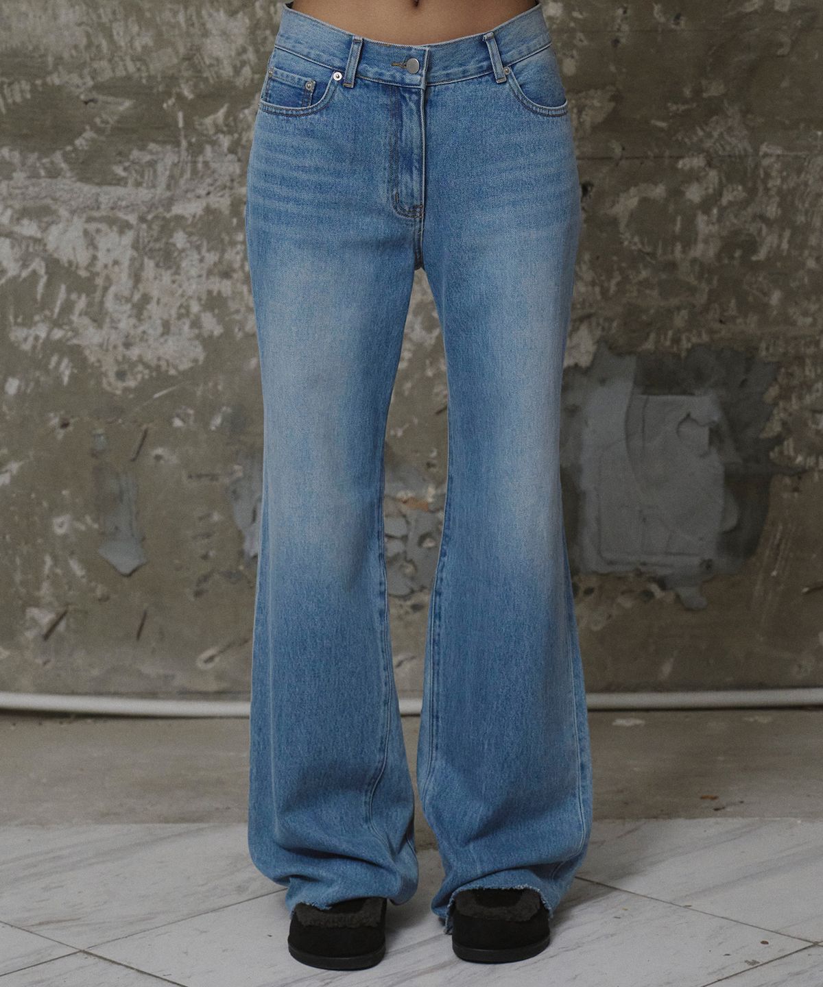 에르에르(ERER) Washed Bootcut Denim Pants Sky Blue