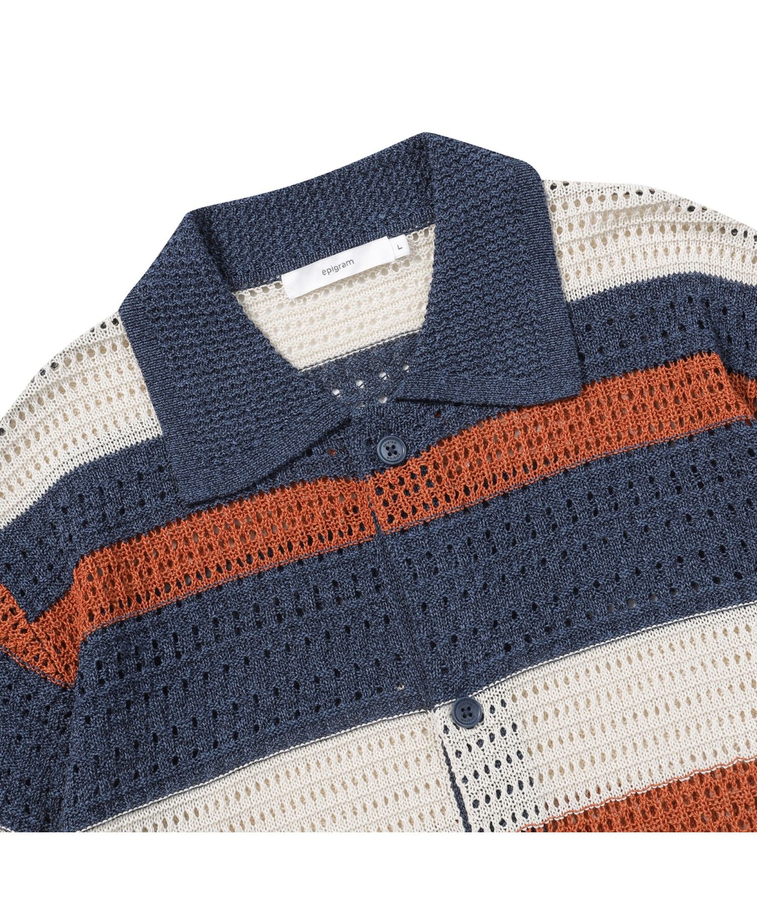 MUSINSA | EPIGRAM A·eri Stripe Full Open Half Knit ERWAM25601ORX