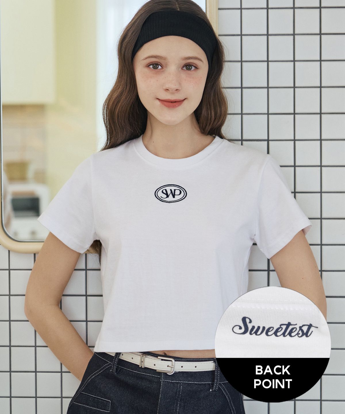 스위트숲(SWEET SOUP) 엠블럼 크롭 티셔츠_O/WHITE(WB4STF4)
