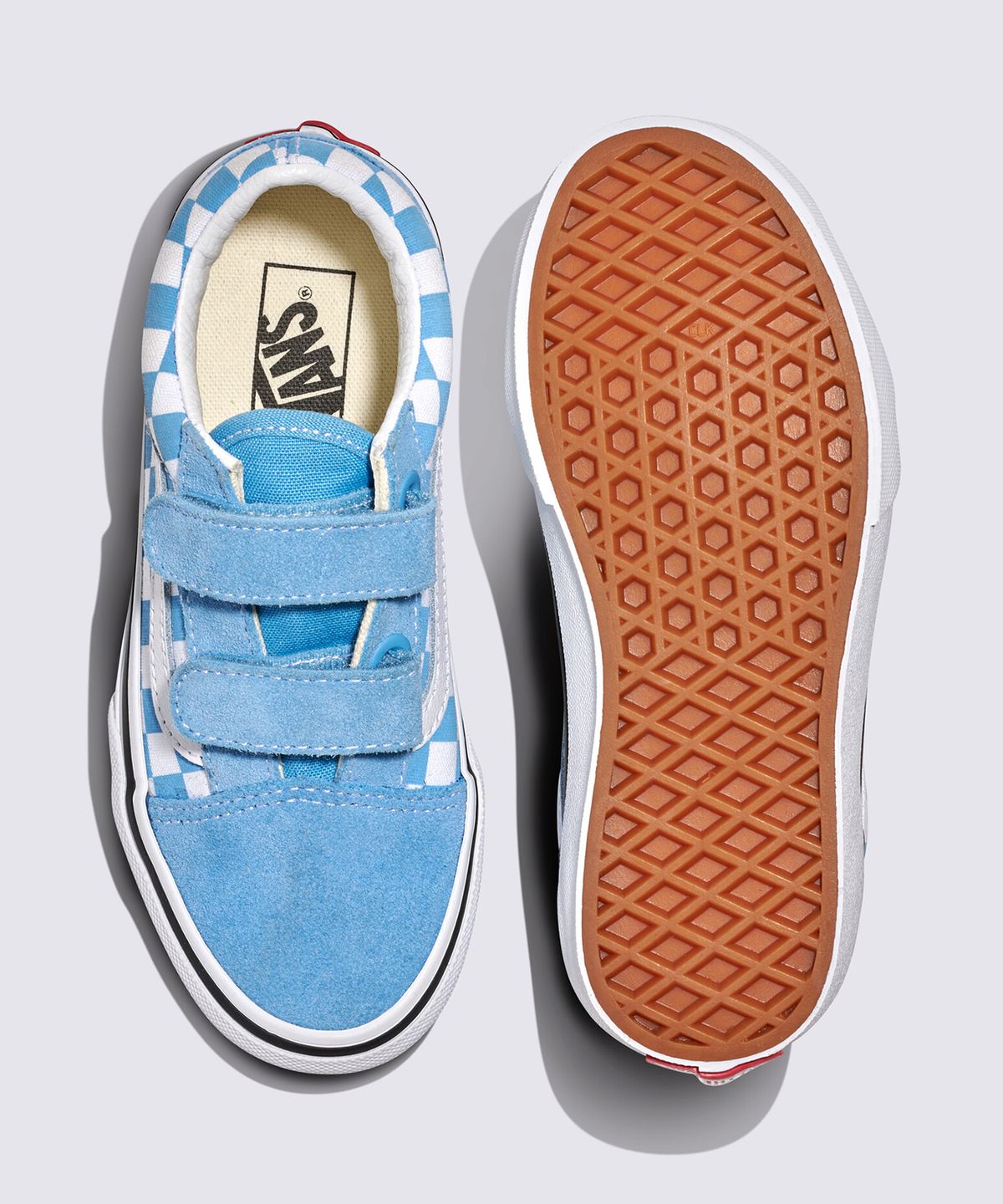 반스 키즈(VANS KIDS) 올드스쿨  V 키즈 컬러띠어리 체커보드 헤리티지 블루