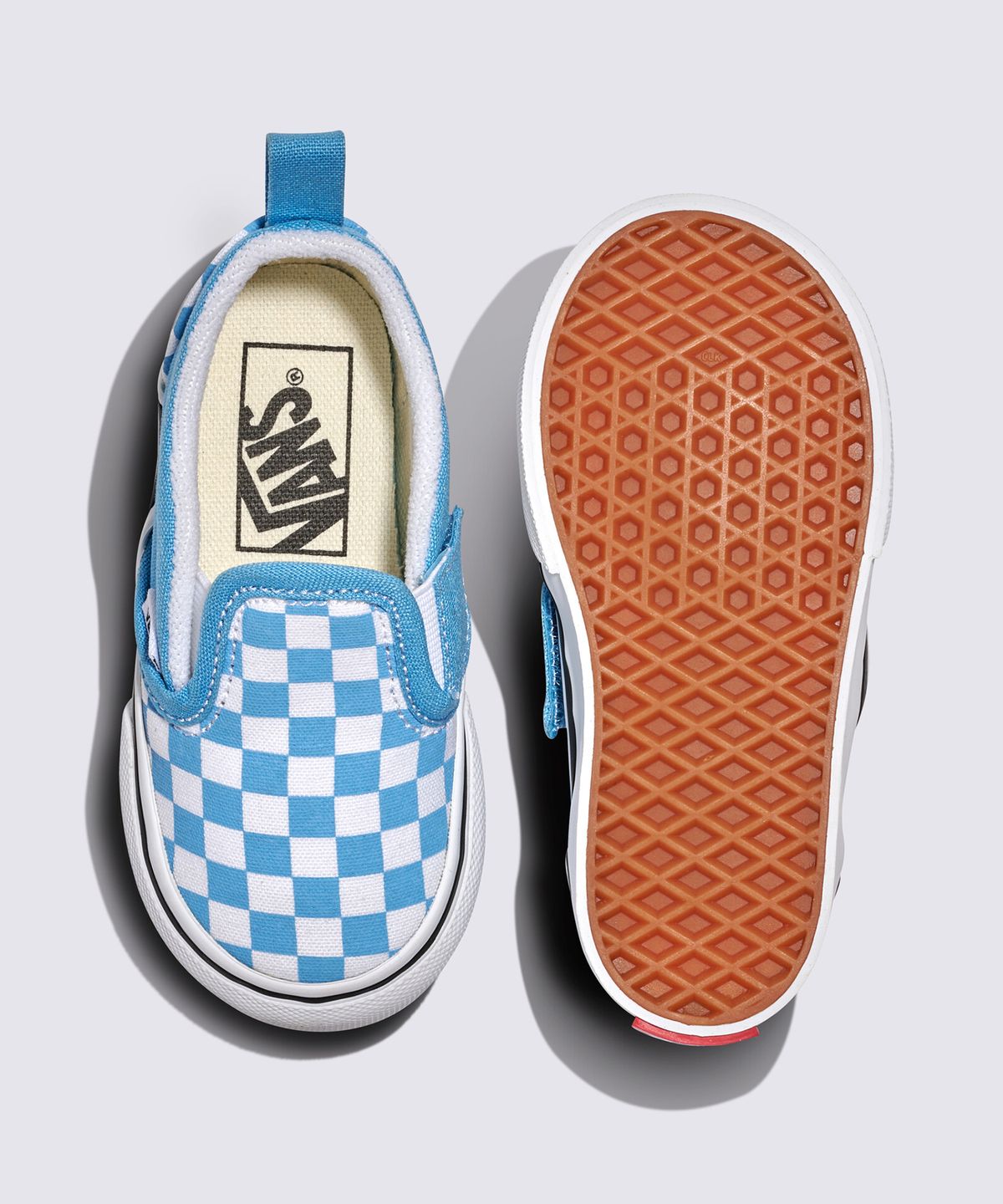 반스 키즈(VANS KIDS) 슬립온 V토들러 컬러 띠어리 체커보드 헤리티지 블루