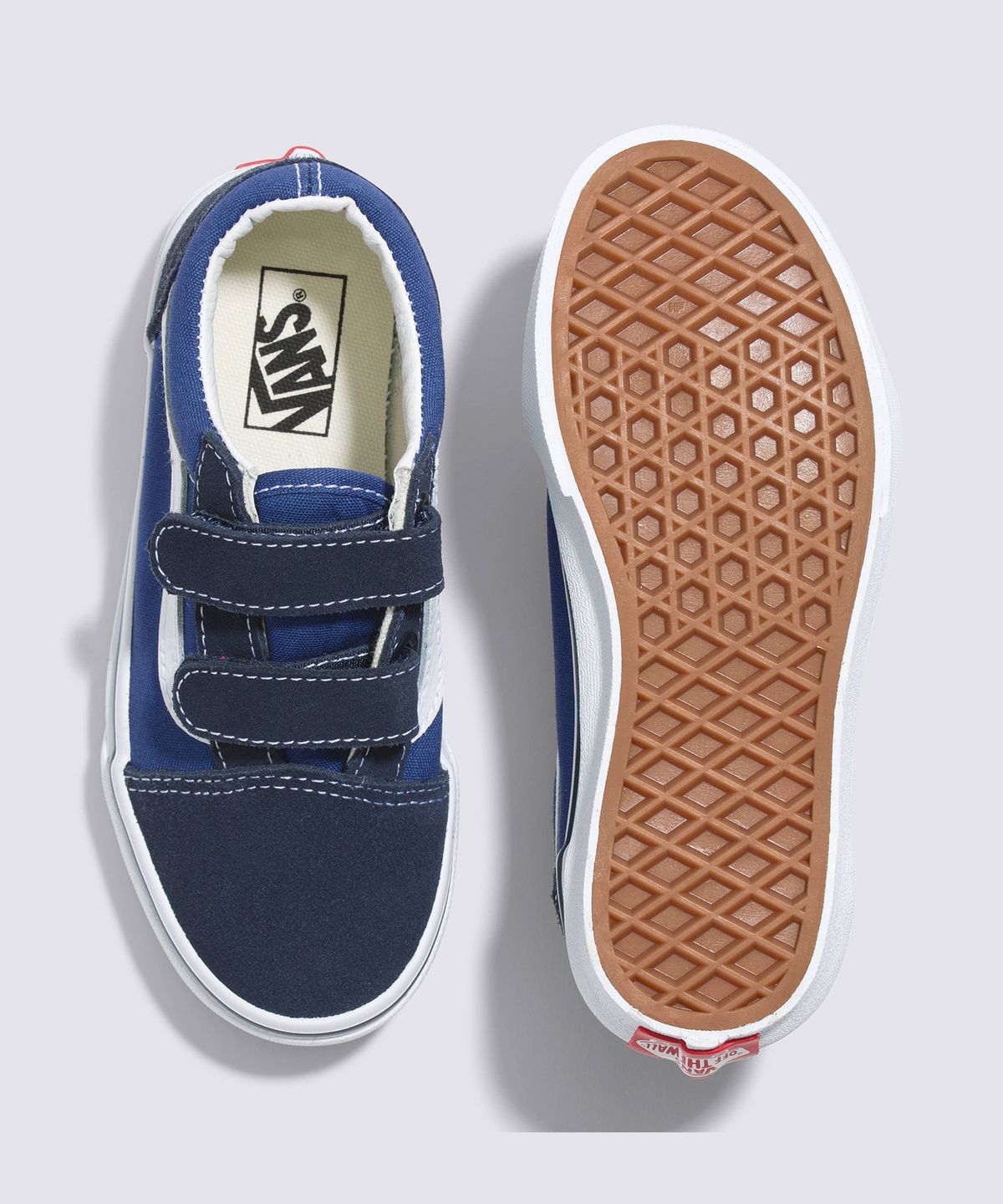 반스 키즈(VANS KIDS) 올드스쿨 V 키즈 밸크로  네이비: 트루화이트