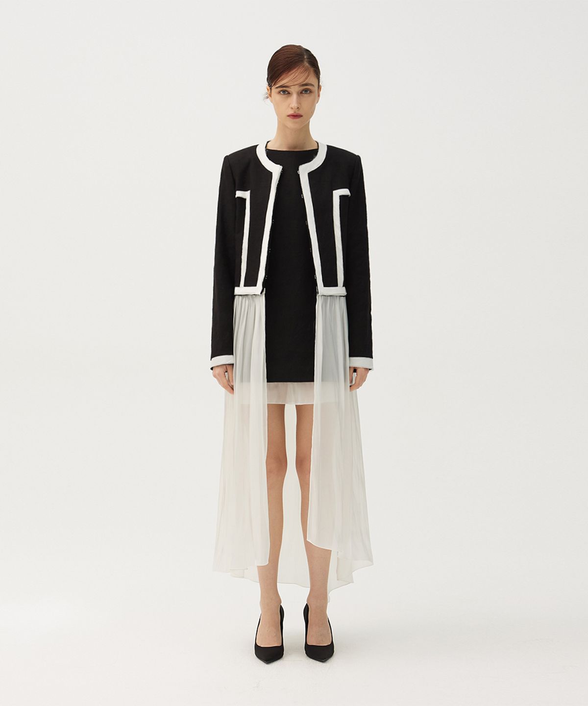 므아므(MMAM) Linen stitch chiffon line jacket