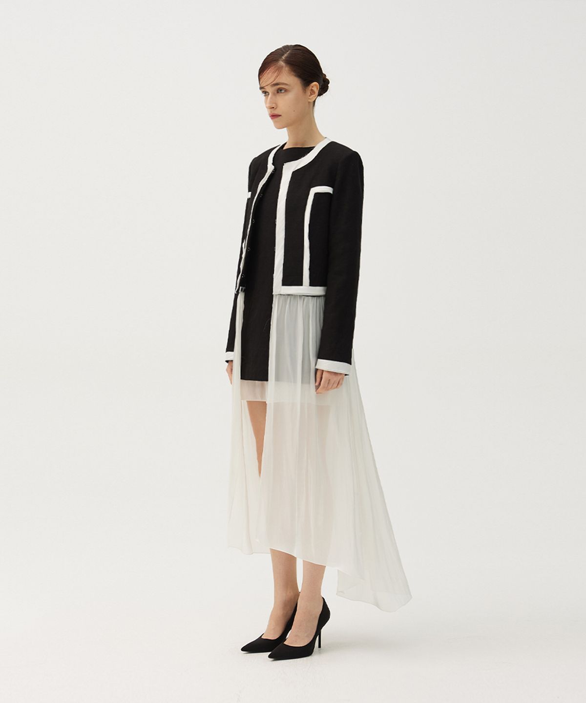 므아므(MMAM) Linen stitch chiffon line jacket