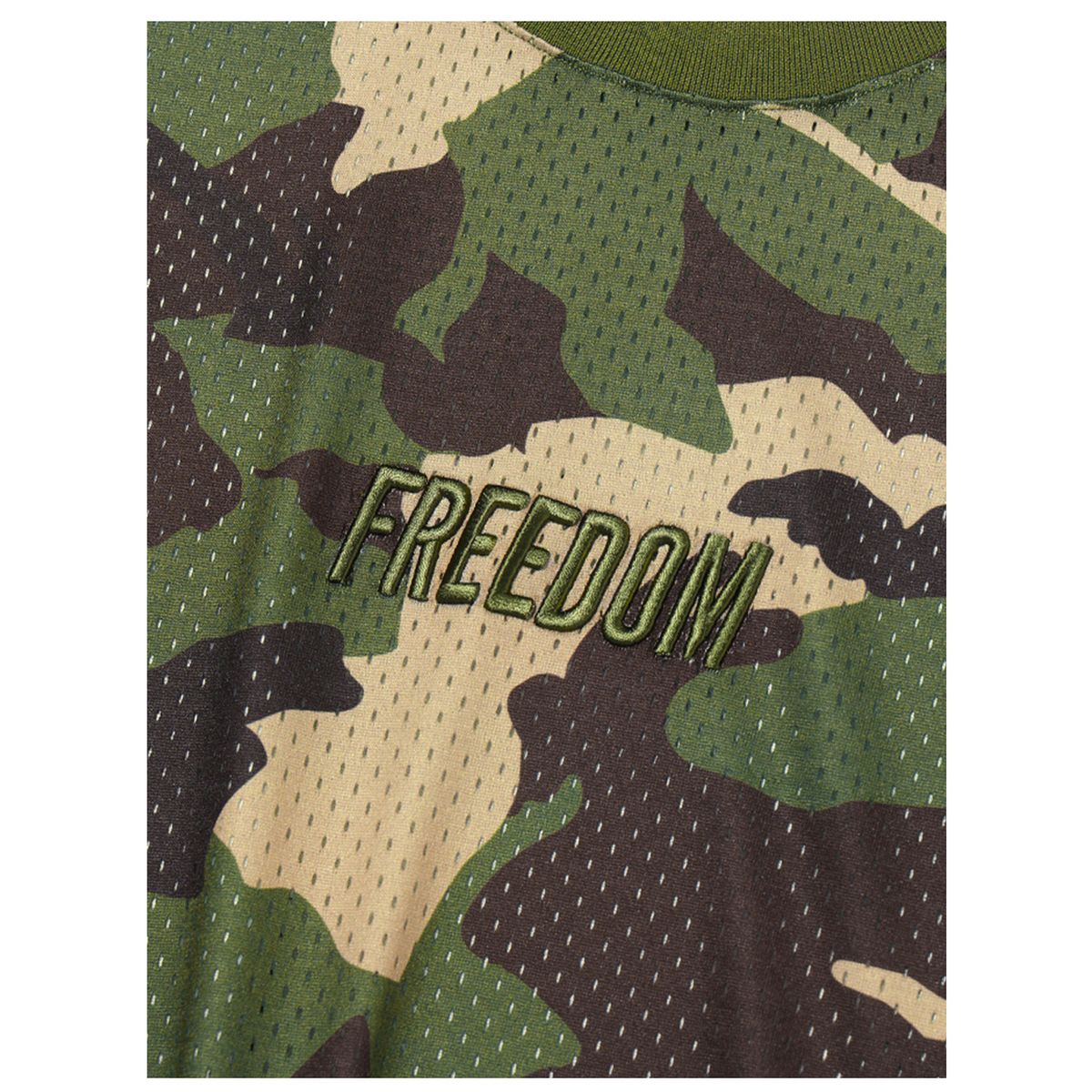 프리덤(FREEDOM) 로고 메쉬 오버핏 티셔츠 (카모)