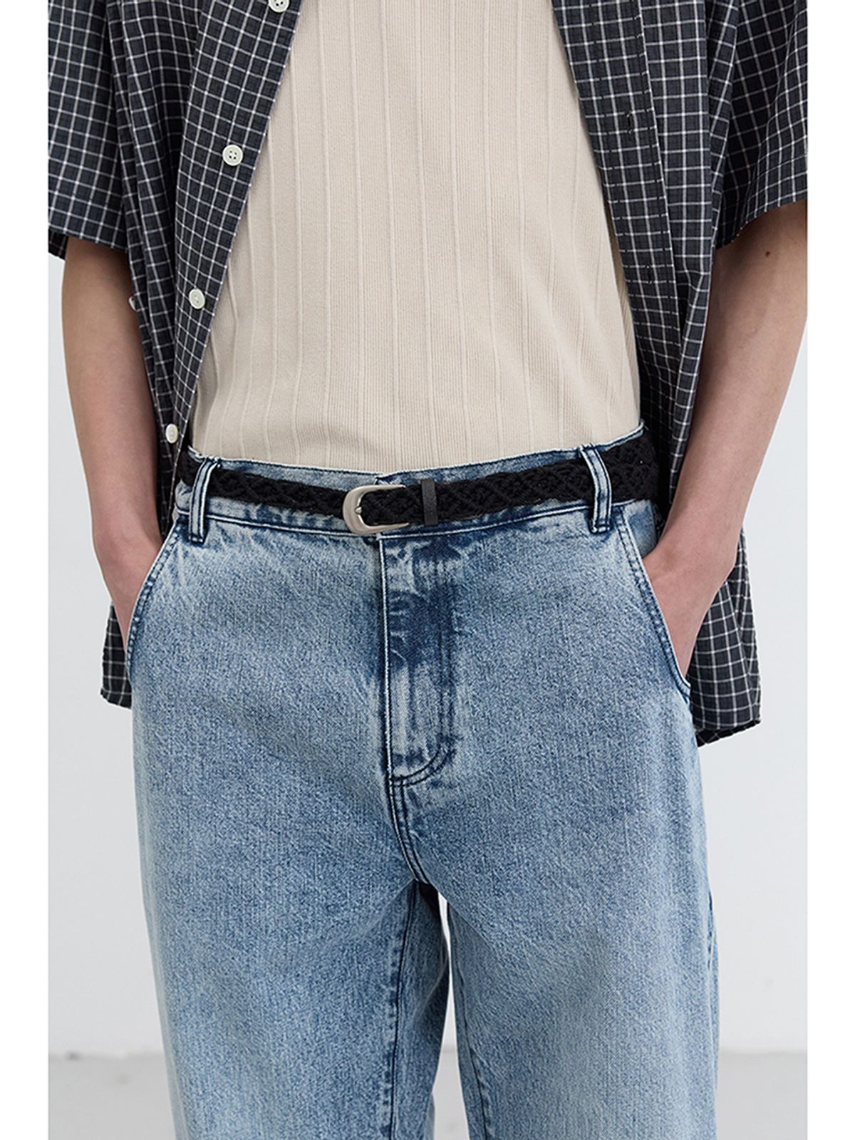 던스트 포 맨(DUNST FOR MEN) HANDCRAFTED WEAVING CROCHET BELT_UDBE5E210_BLACK