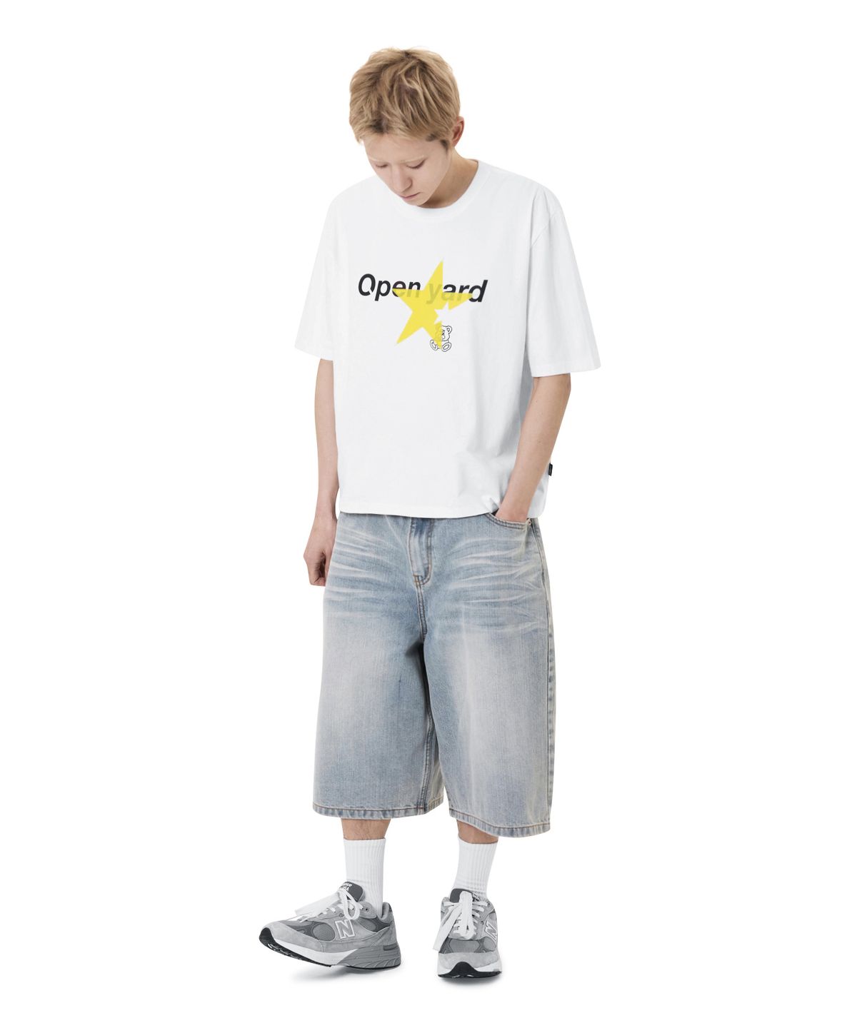 오픈야드(오와이)(OPENYARD(OY)) DOLLY STAR LOGO CROPPED TEE - WHITE