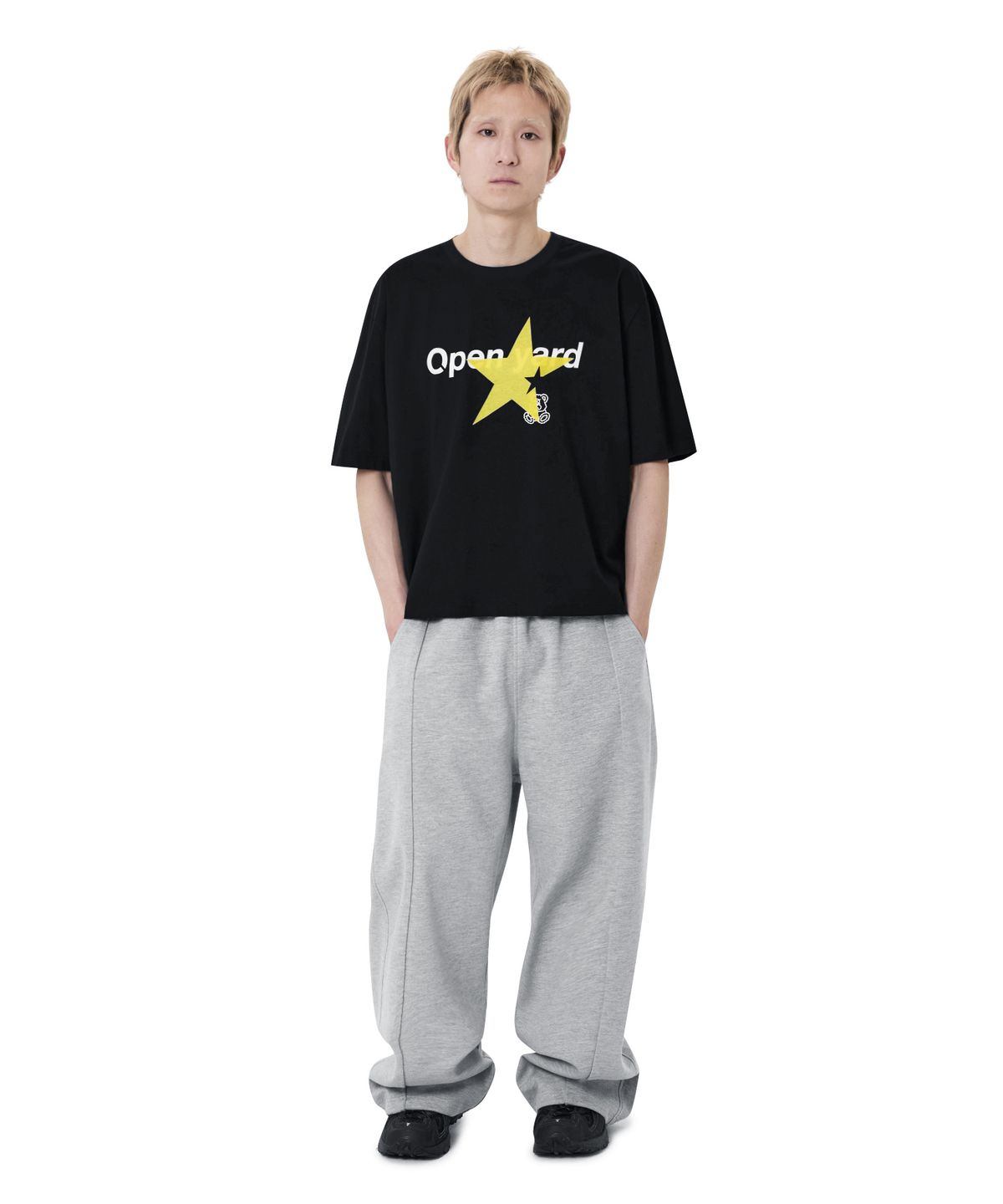 오픈야드(오와이)(OPENYARD(OY)) DOLLY STAR LOGO CROPPED TEE - BLACK