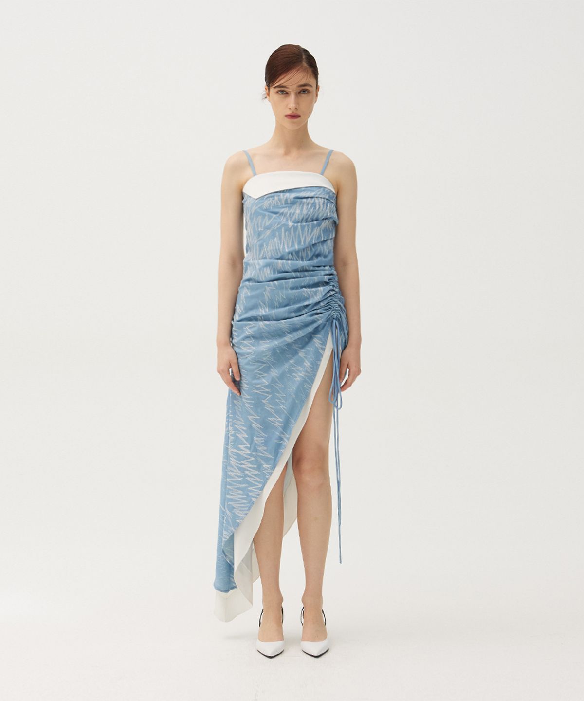 므아므(MMAM) Denim stitch shirring dress