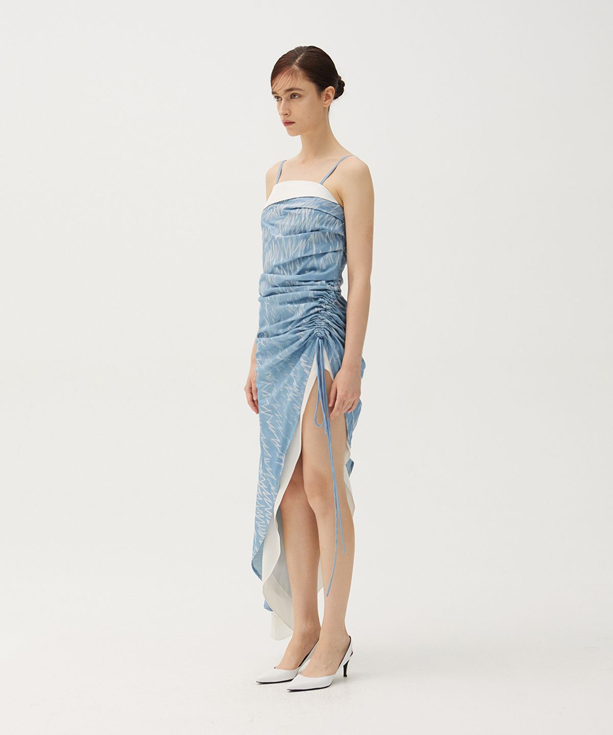 므아므(MMAM) Denim stitch shirring dress