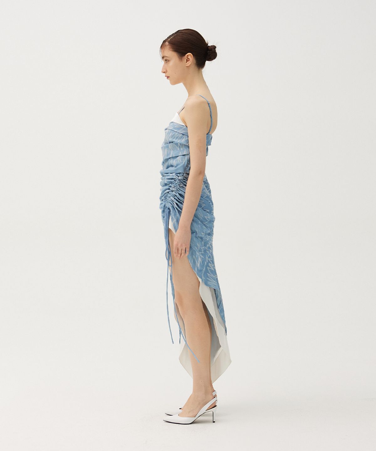 므아므(MMAM) Denim stitch shirring dress