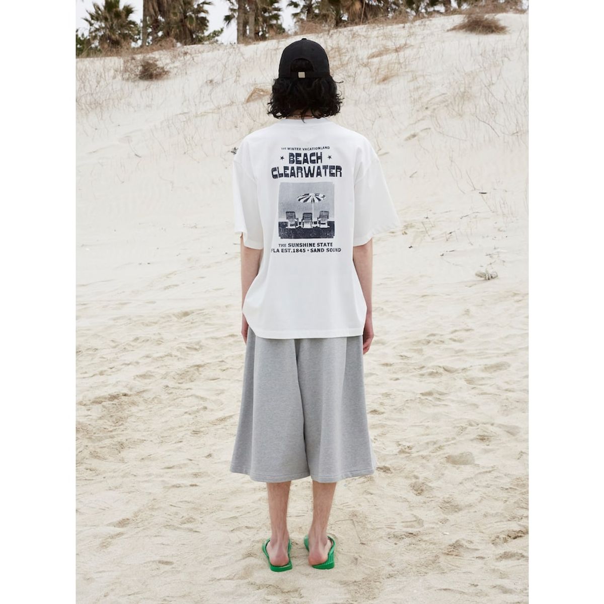 샌드 사운드(SAND SOUND) (UNISEX) 비치 그래픽 오버핏 반팔 티셔츠  아이보리
