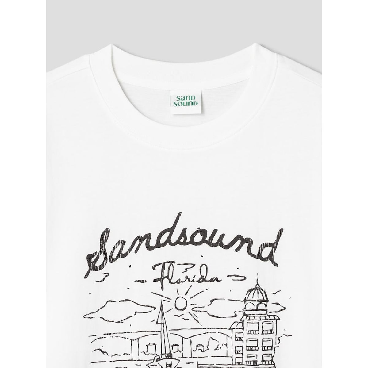 샌드 사운드(SAND SOUND) (UNISEX) 핸드드로잉 그래픽 오버핏 반팔 티셔츠  화이트