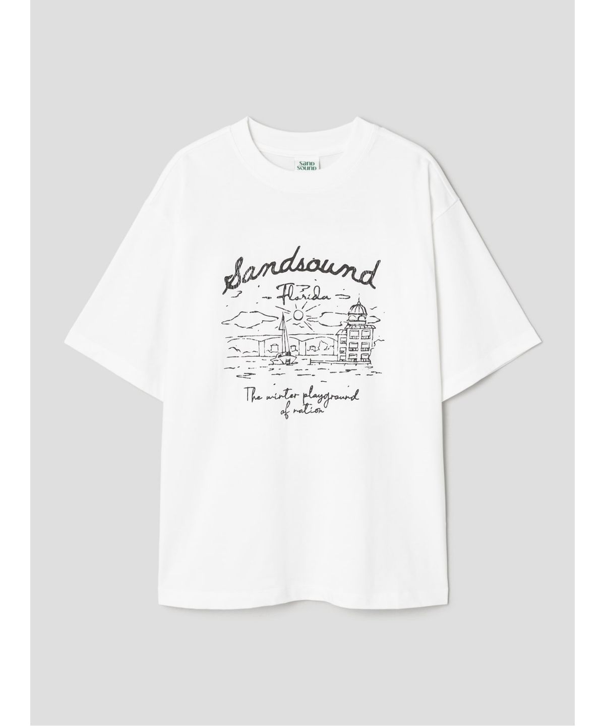 샌드 사운드(SAND SOUND) (UNISEX) 핸드드로잉 그래픽 오버핏 반팔 티셔츠  화이트