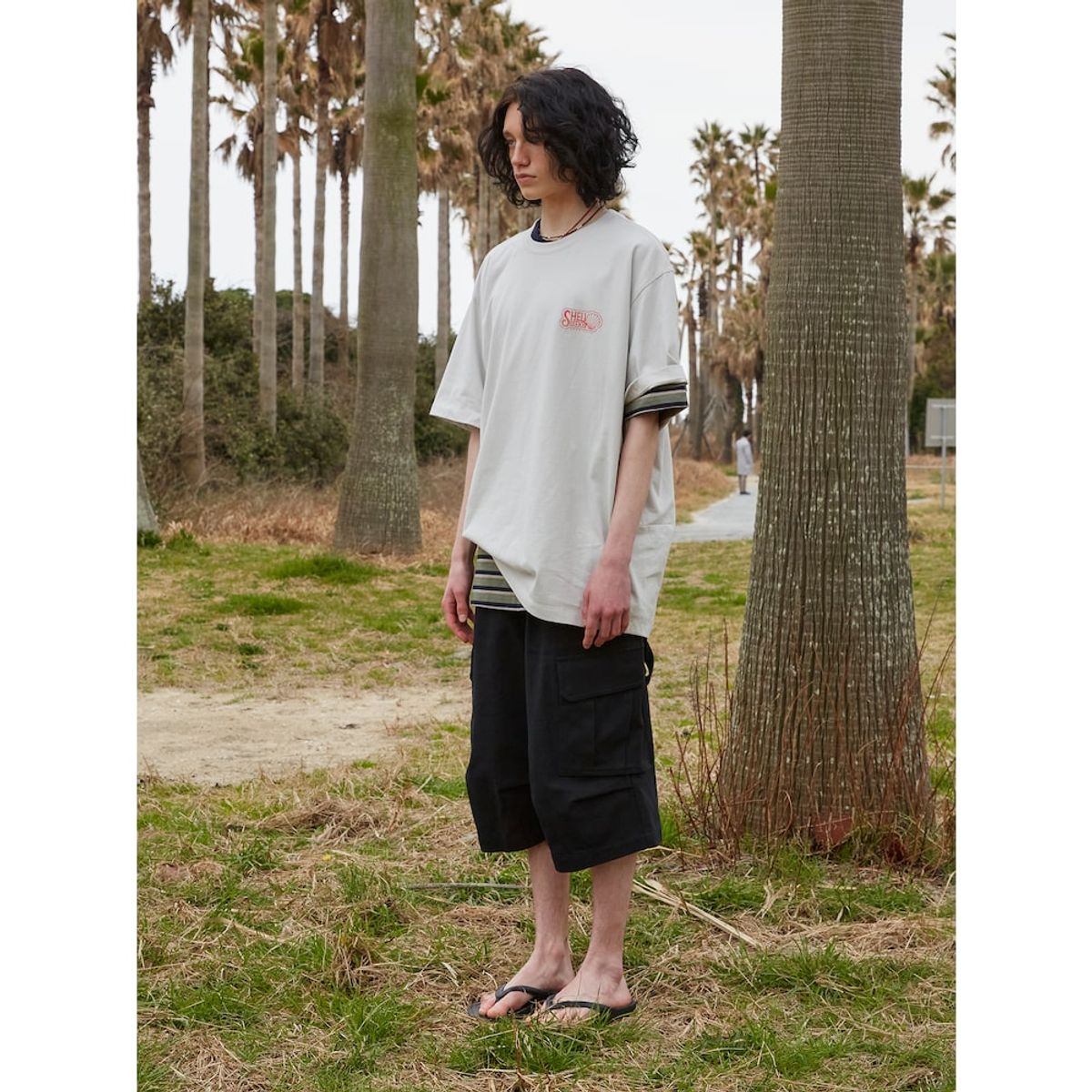 샌드 사운드(SAND SOUND) (UNISEX) 베이직 코쿤 핏 티셔츠  라이트 그레이