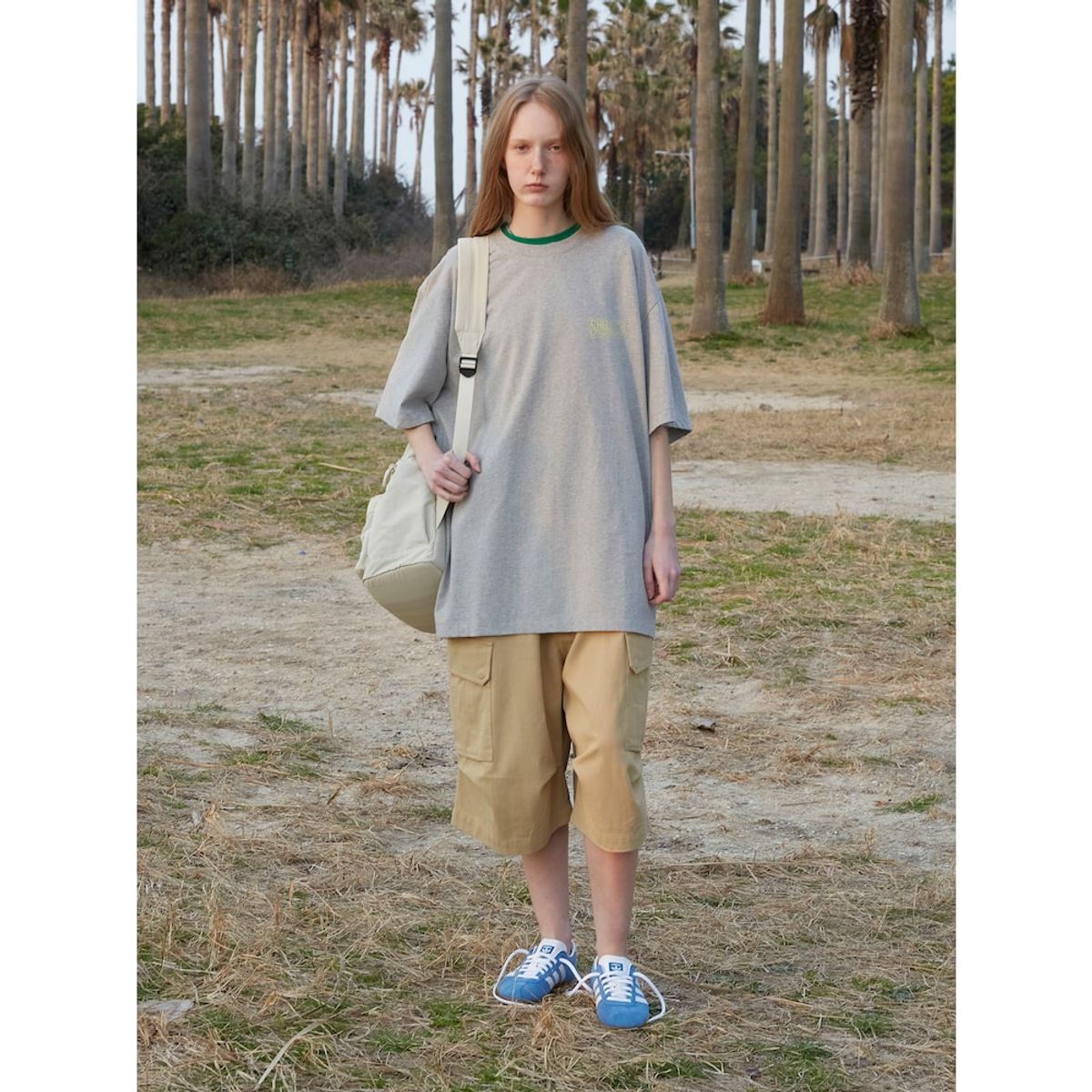 샌드 사운드(SAND SOUND) (UNISEX) 베이직 코쿤 핏 티셔츠  그레이