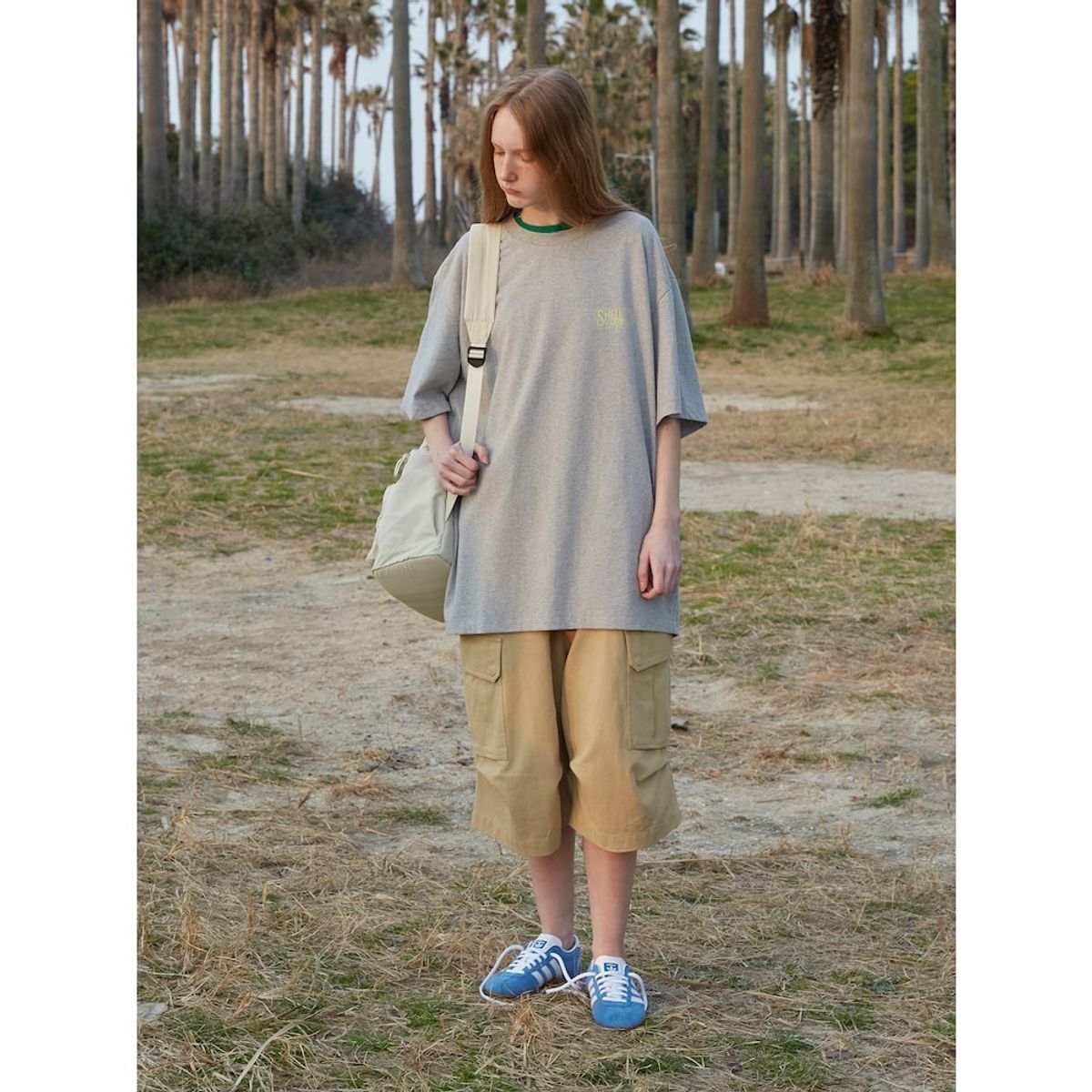 샌드 사운드(SAND SOUND) (UNISEX) 베이직 코쿤 핏 티셔츠  그레이