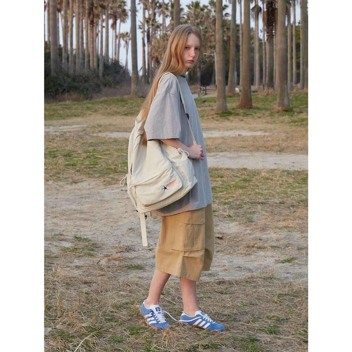 샌드 사운드(SAND SOUND) (UNISEX) 베이직 코쿤 핏 티셔츠  그레이