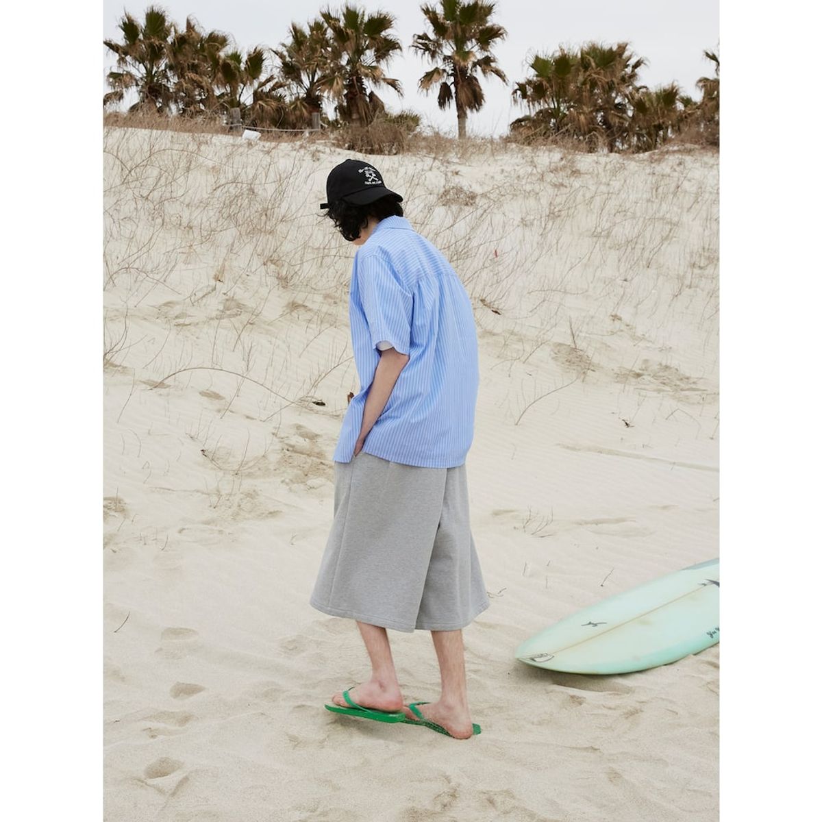 샌드 사운드(SAND SOUND) (UNISEX) 스트라이프 오픈카라 셔츠  라이트 블루