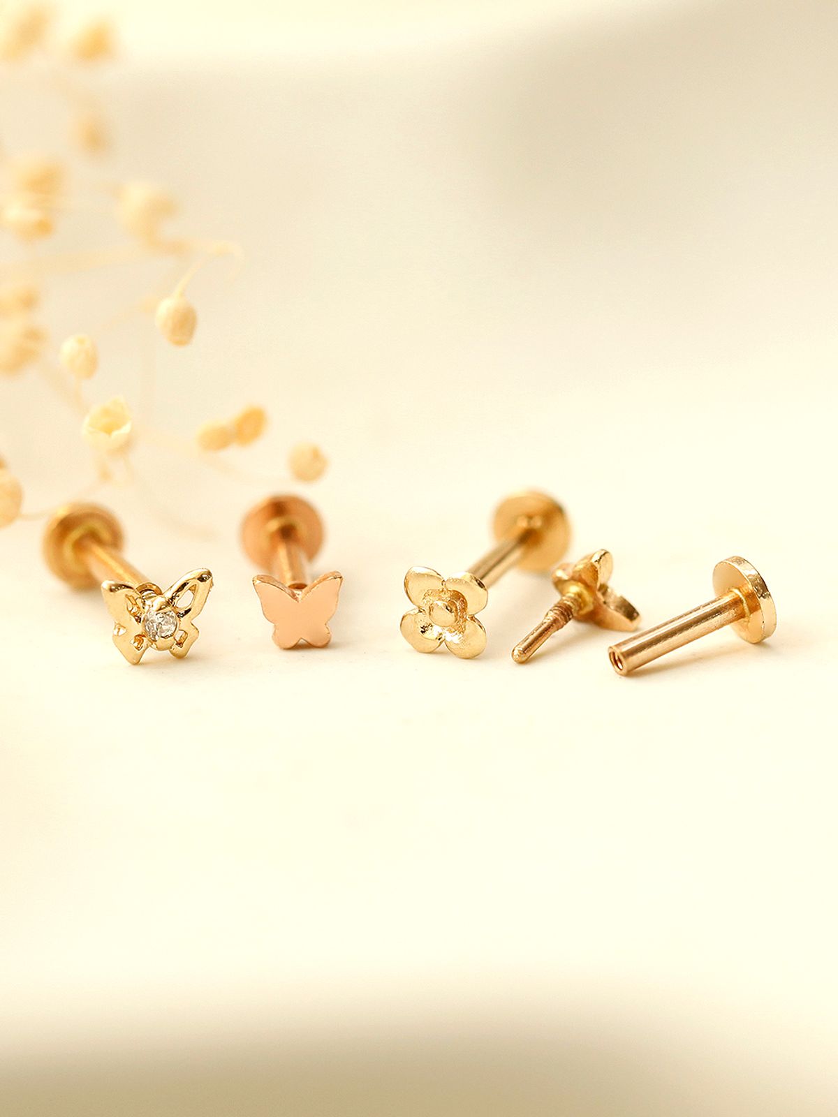 미니멀피어싱(MINIMALPIERCING) 14K 인터널 미니 나비 플라워 라블렛 피어싱