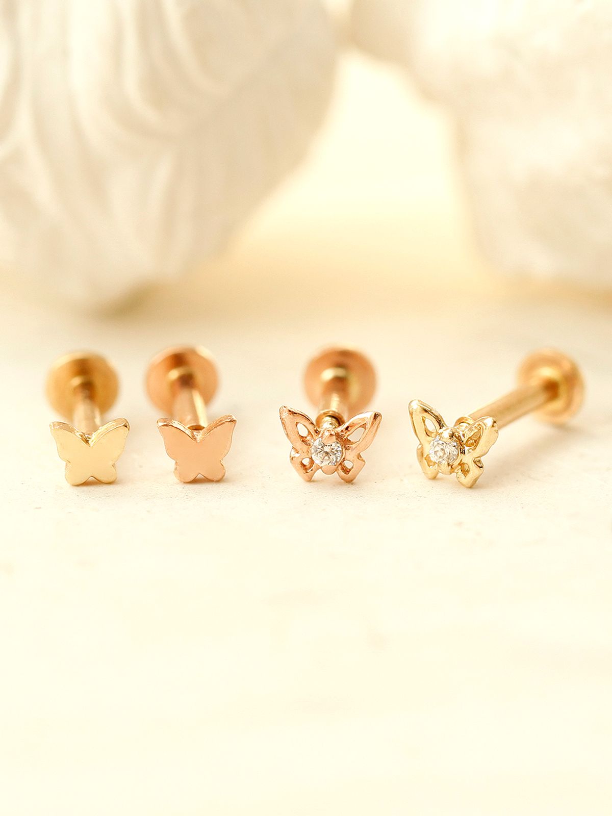 미니멀피어싱(MINIMALPIERCING) 14K 인터널 미니 나비 플라워 라블렛 피어싱