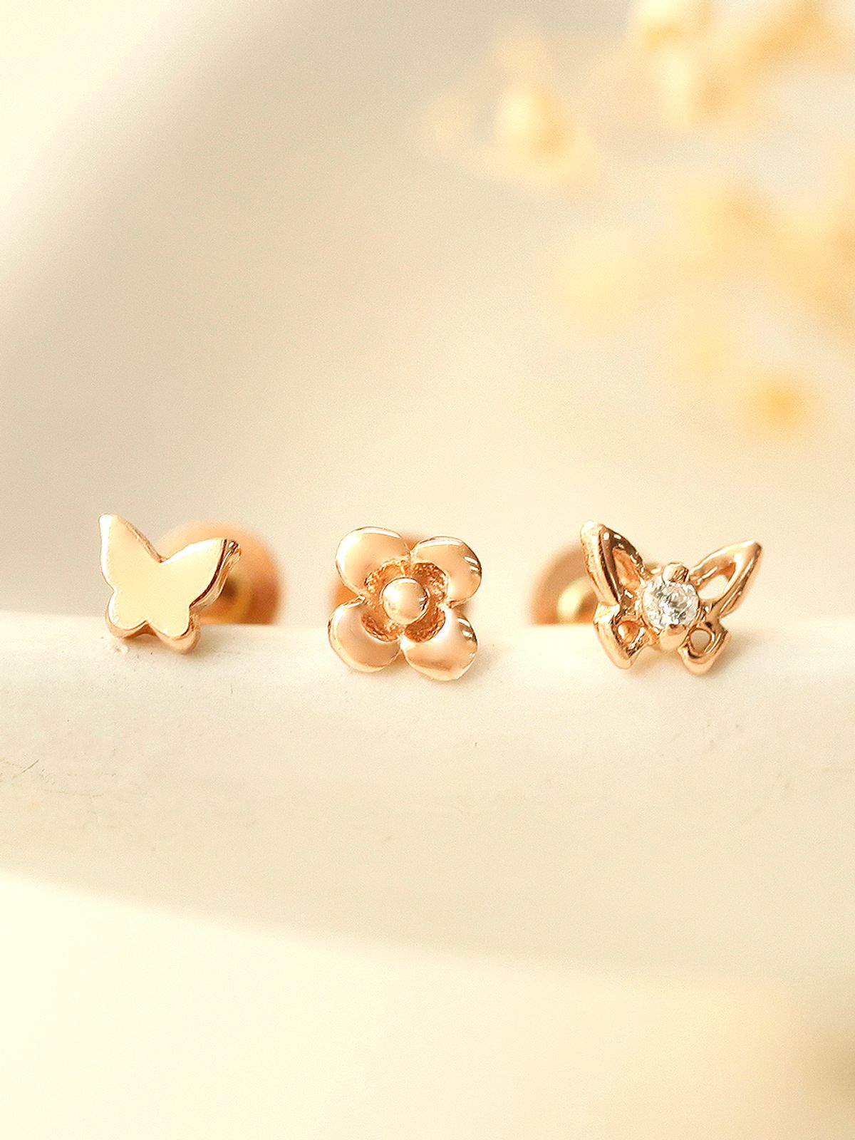미니멀피어싱(MINIMALPIERCING) 14K 인터널 미니 나비 플라워 라블렛 피어싱