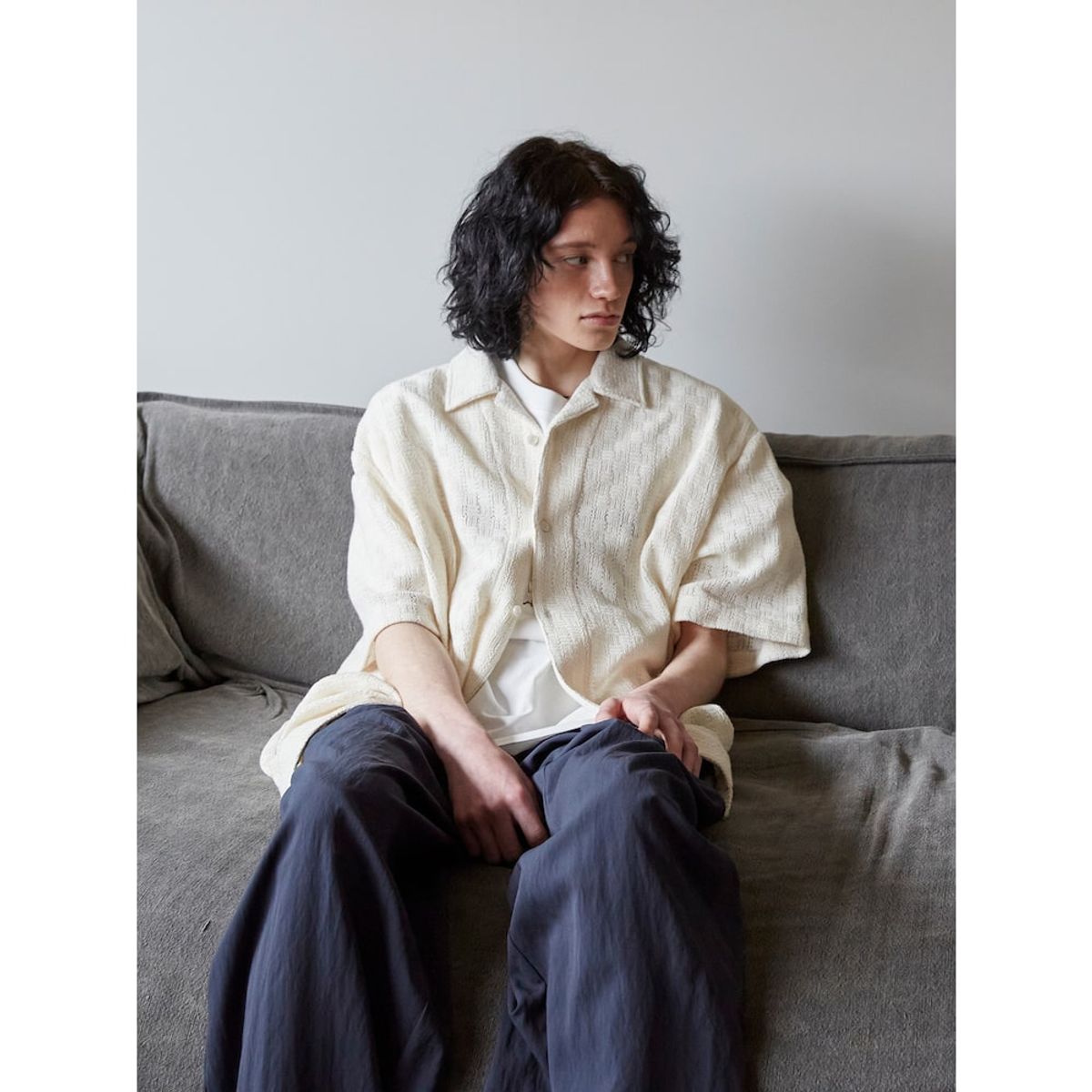 샌드 사운드(SAND SOUND) (UNISEX) 크로쉐 셔츠  아이보리