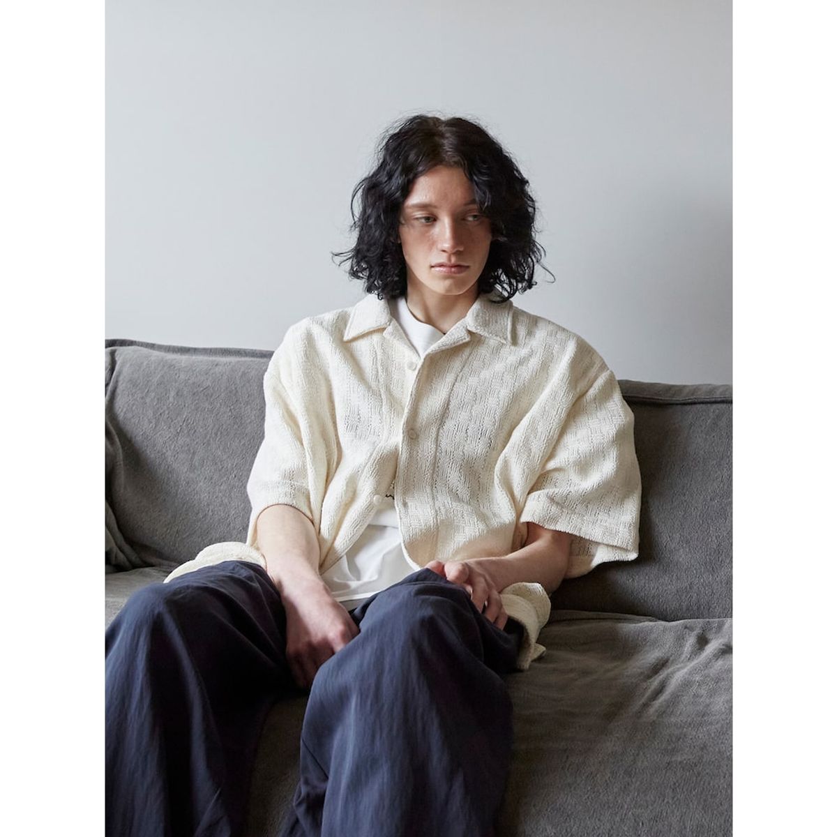 샌드 사운드(SAND SOUND) (UNISEX) 크로쉐 셔츠  아이보리