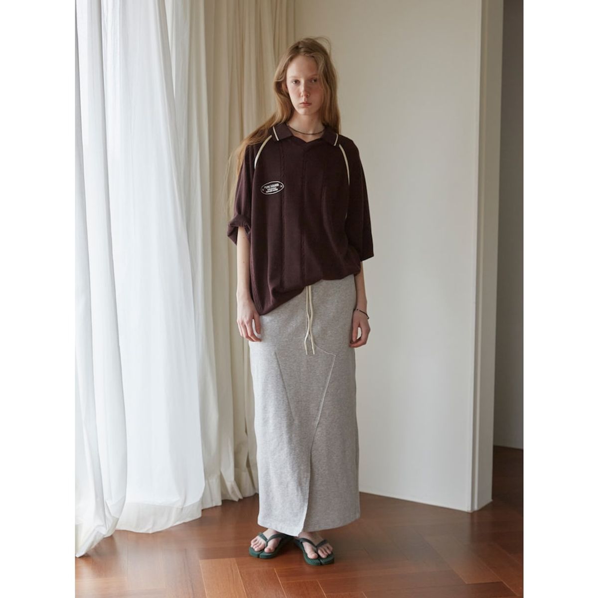 샌드 사운드(SAND SOUND) (UNISEX) 유니폼 넘버 니트  브라운