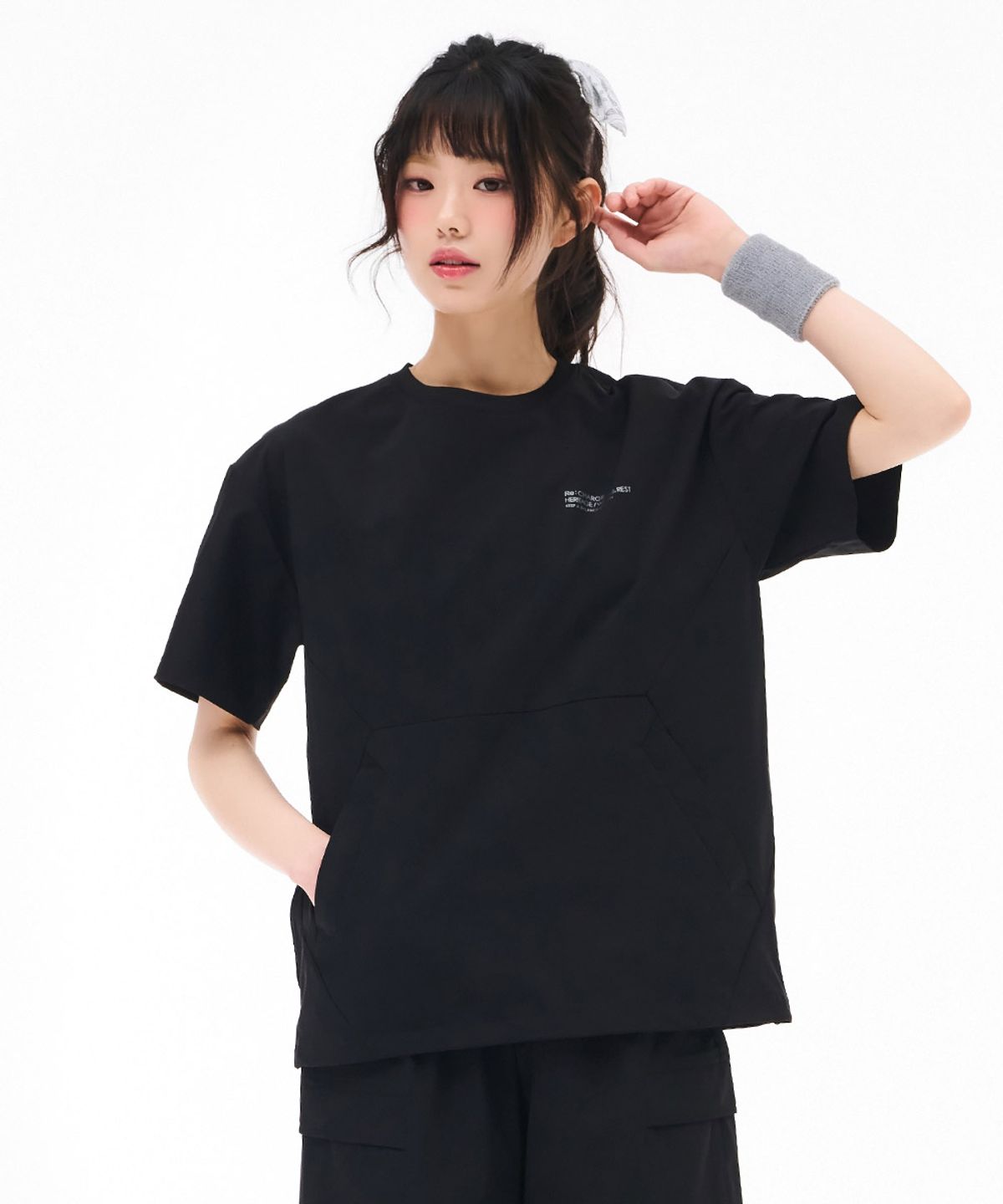 체이스컬트(CHASECULT) 공용 쿨 스트레치 포켓 반팔 티셔츠-블랙